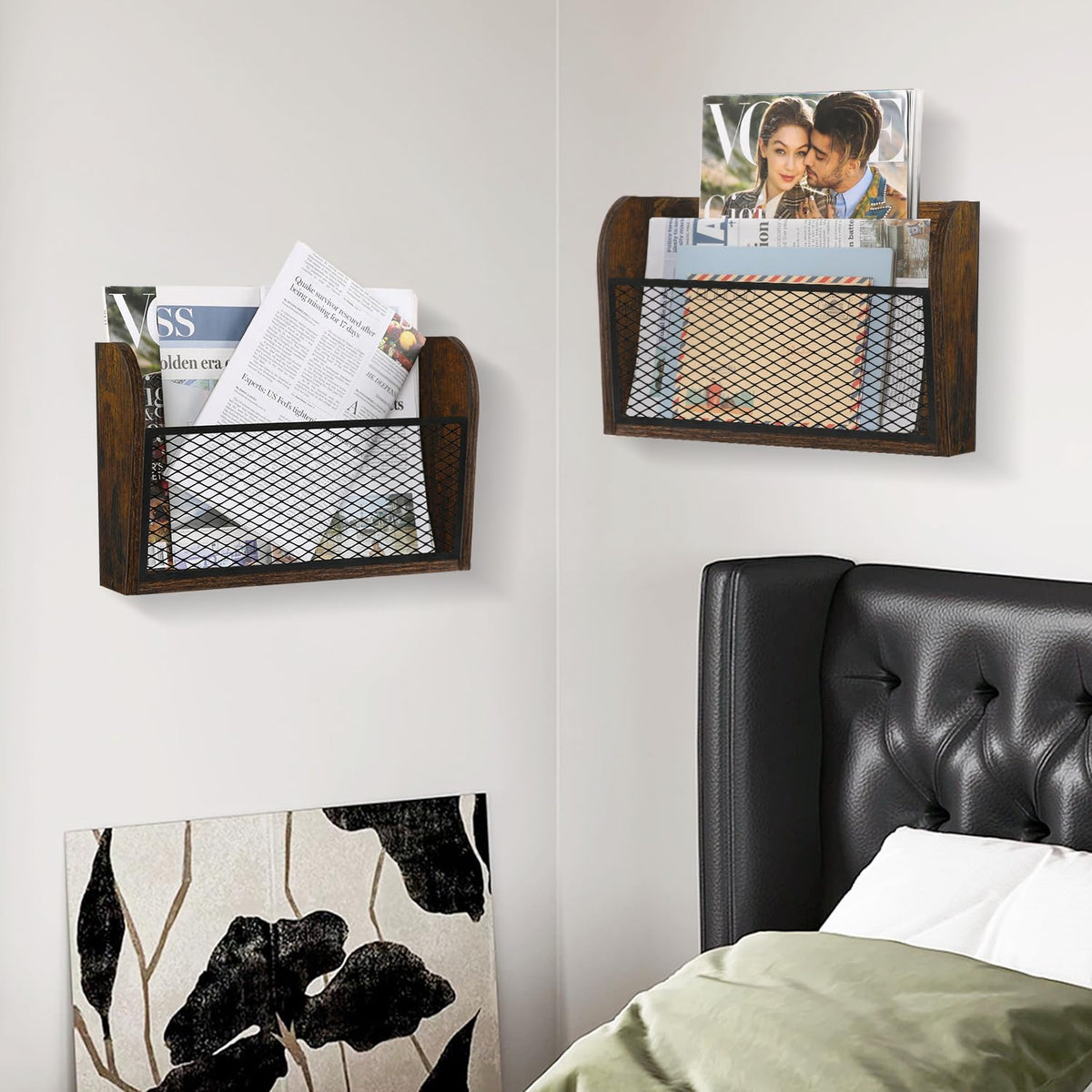 YINMIT 2 Packs Wall File Organizer-Holder, Hanging File Organizer, Wall Mounted File Holder, Wall