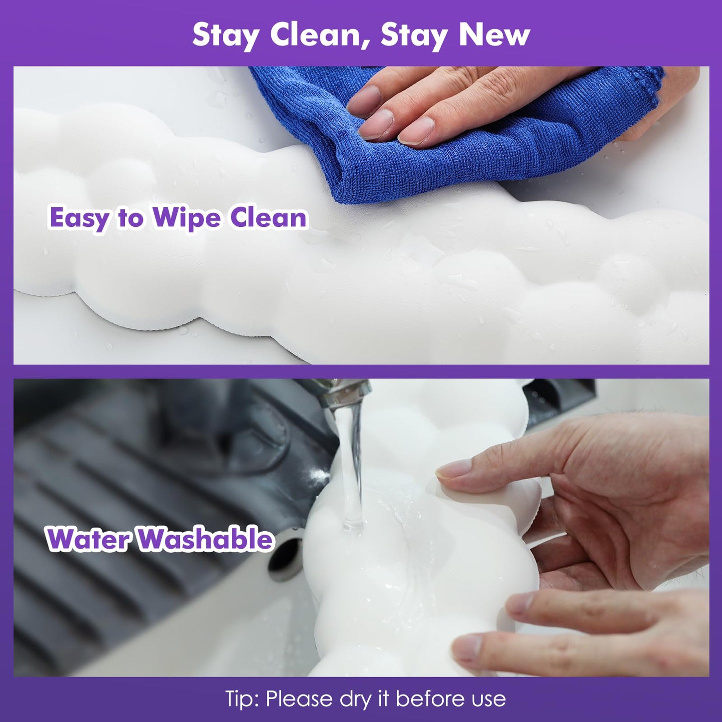 MoKo Cloud Wrist Rest for Keyboard and Mouse with Mouse Pad, White