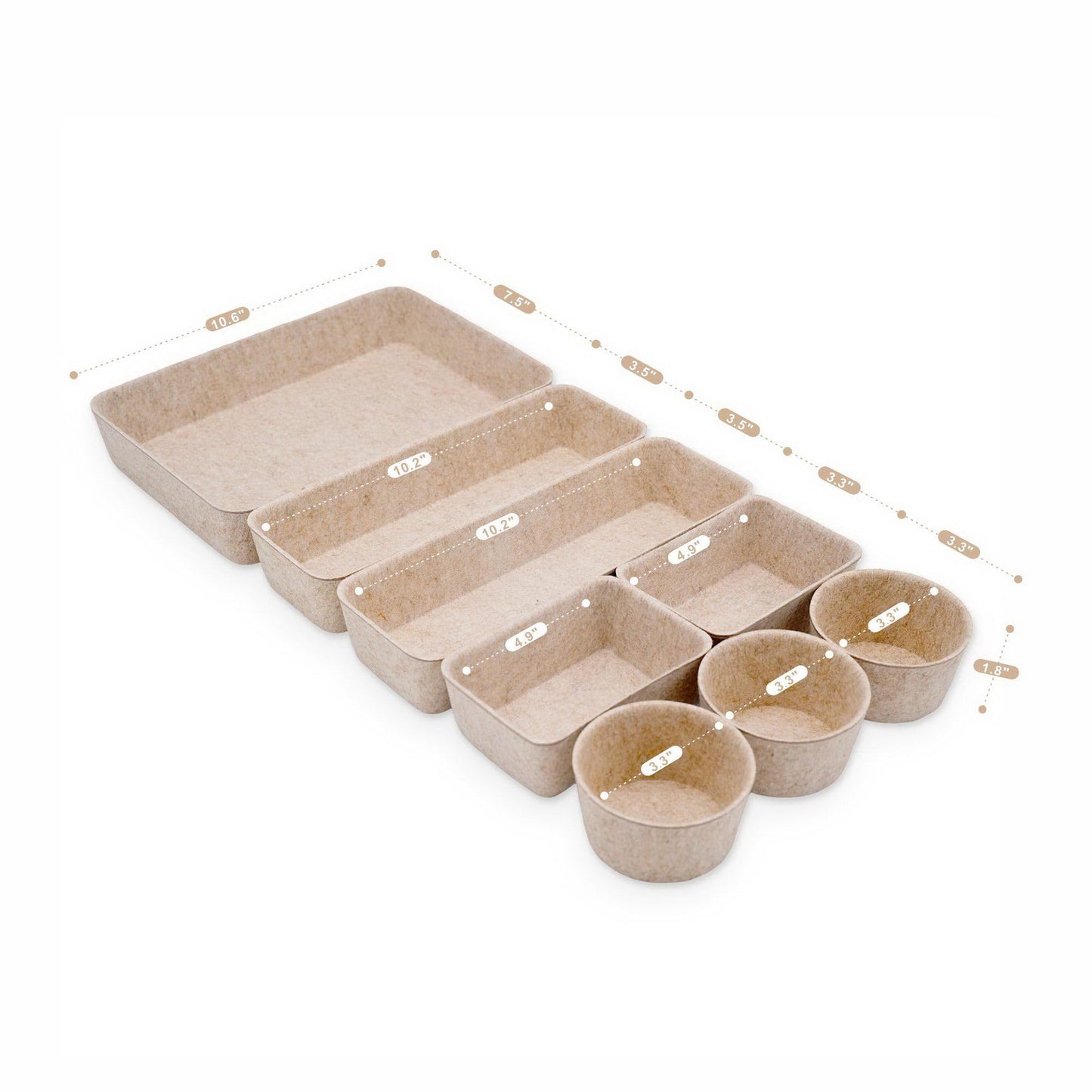 Welaxy Office Desk Drawer Organizer Tray hygge aesthetics 8 pc bin Oatmeal