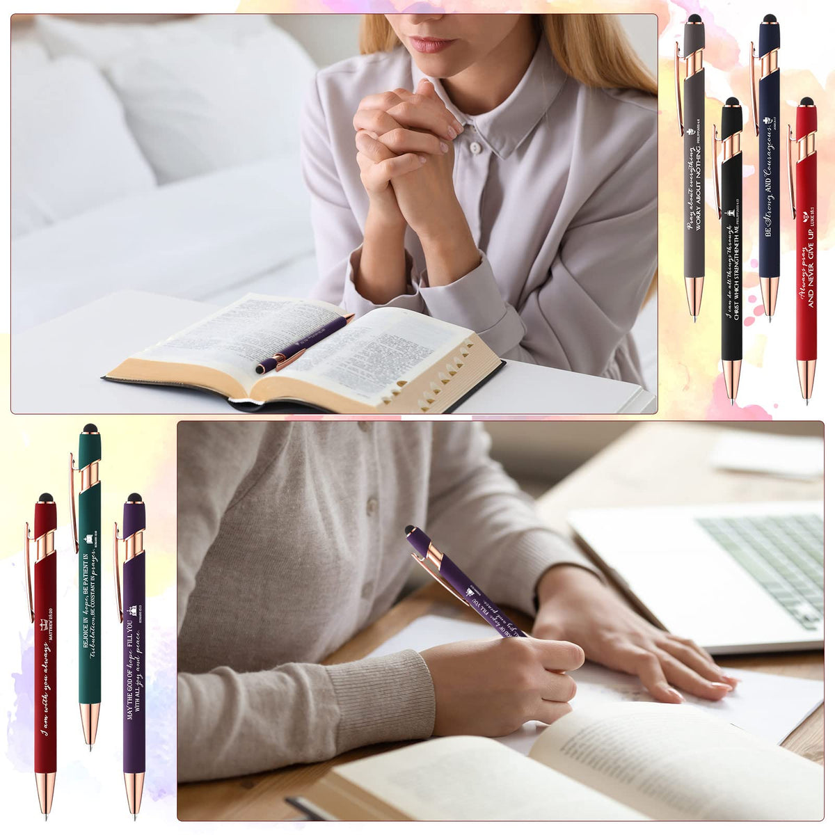 Fumete 21 Pcs Christian Pens with Stylus Tip Inspirational Gift Bulk