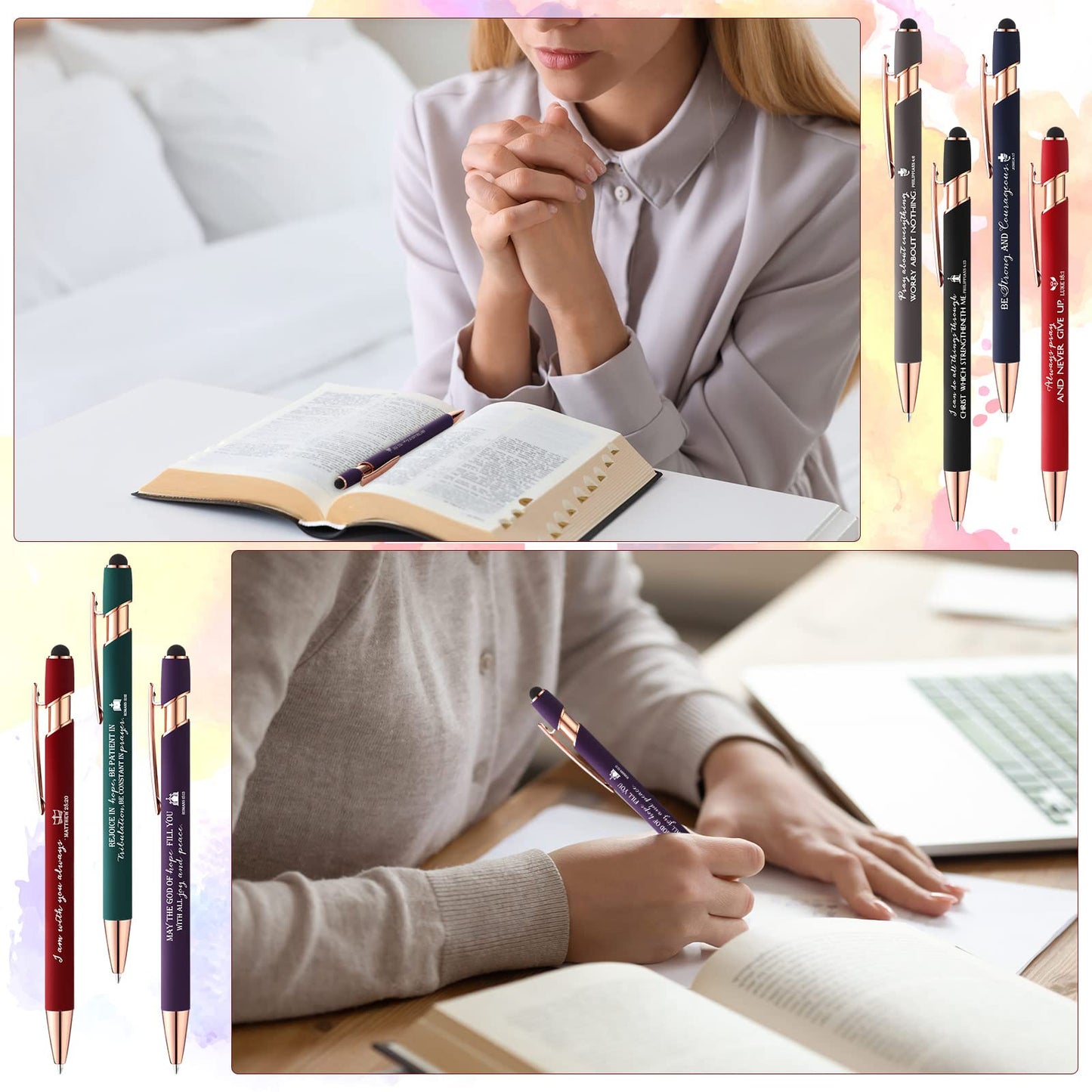 Fumete 84 Pcs Christian Pens with Stylus Tip Inspirational Gift Bulk