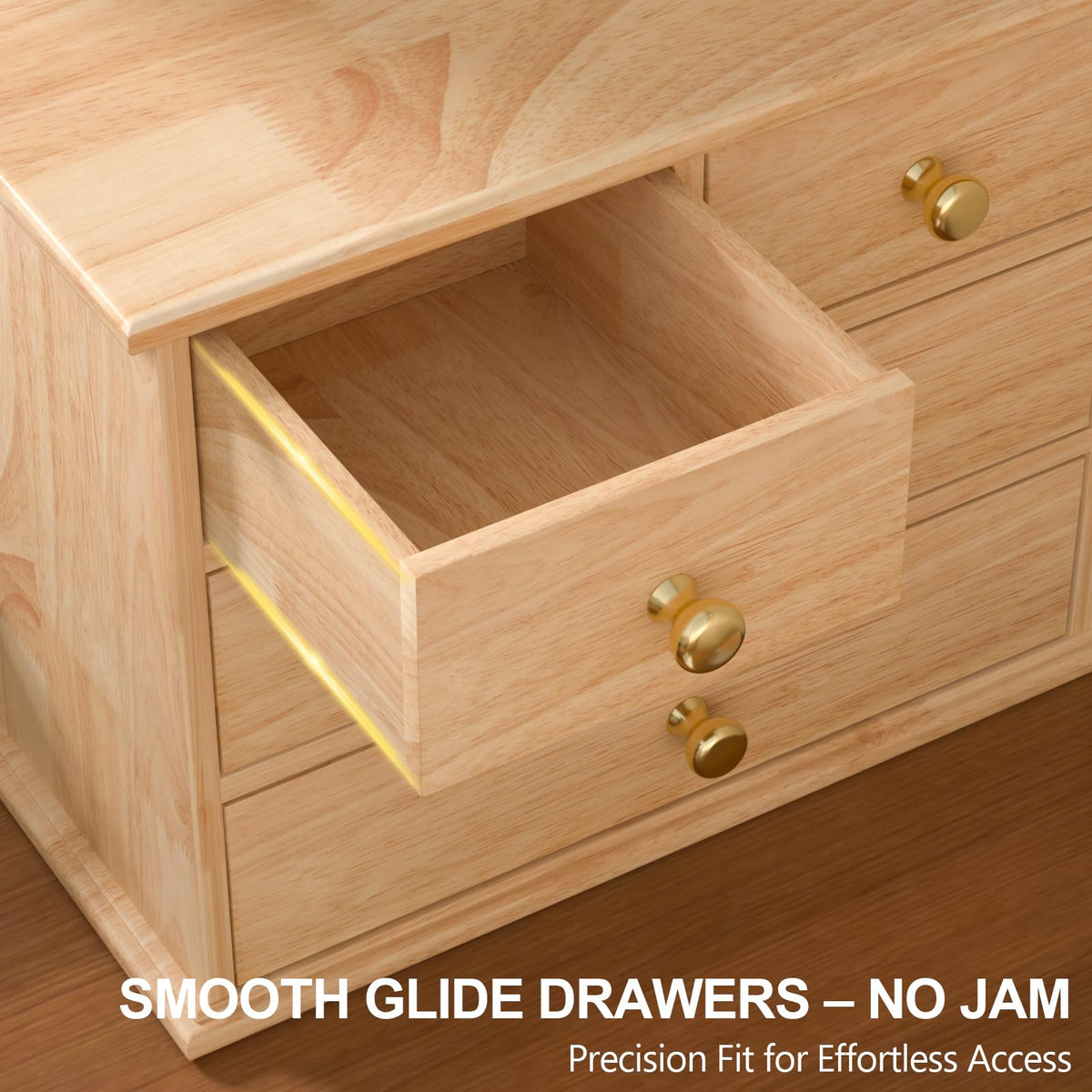 Oak Desk Organizer with Drawers, Durable Wooden Desktop Storage Box