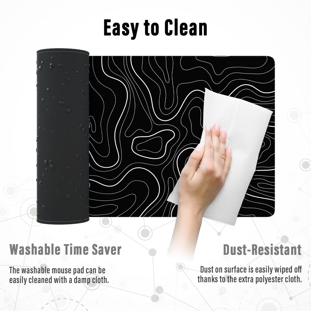 Ovenbird Extra Large Mouse Pad, Extended Topographic Map Gaming Mousepad with Non-Slip Base &