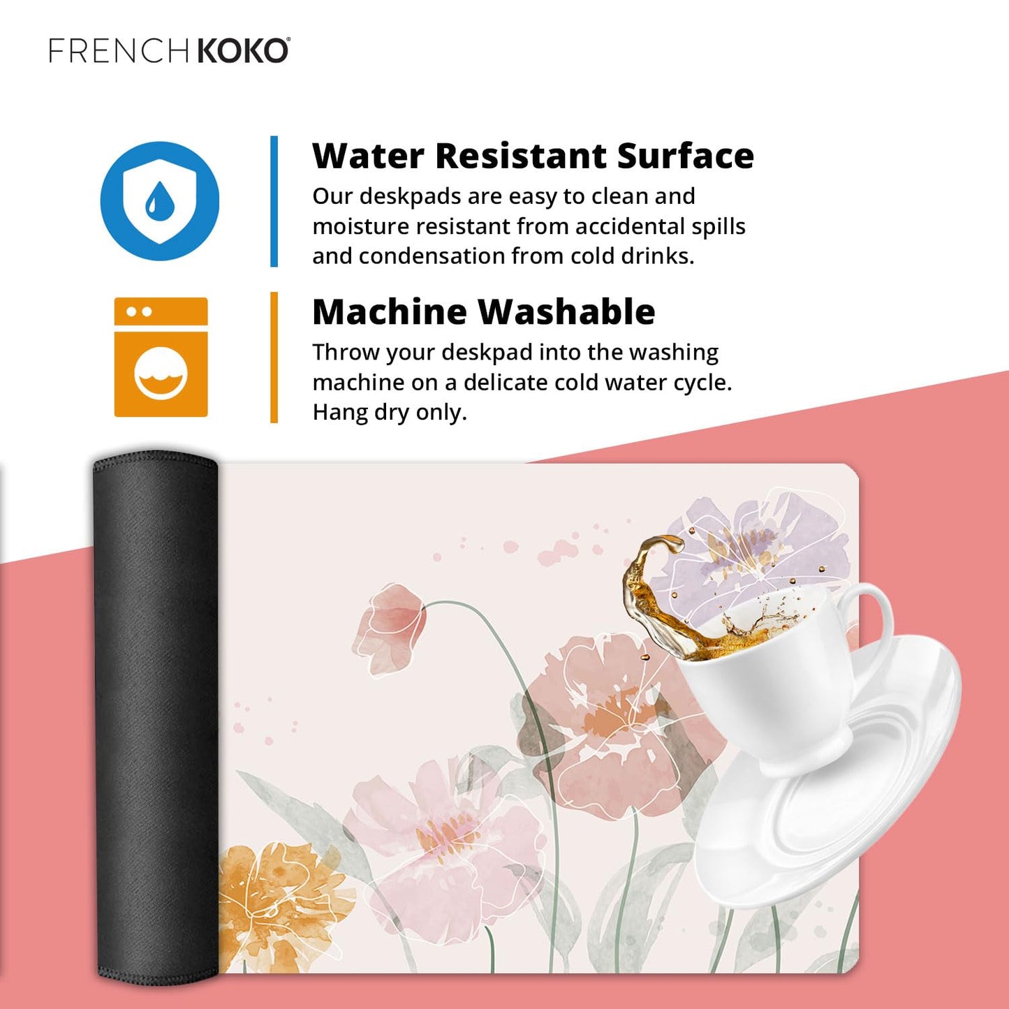 French KOKO Desk Mat, Large Desk Pad Large Mouse Pad Cute Big Desk Pad XXL Extended Gaming Mouse