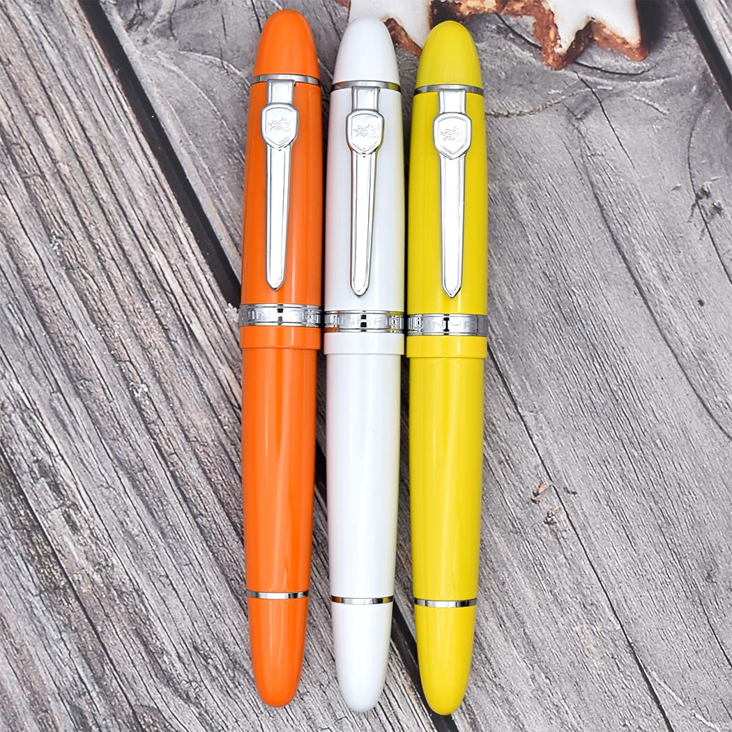 zoohot Jinhao 159 Fountain Pen Heavy Big Pen 3 Pieces in 3 Colors (Orange,White,Yellow)