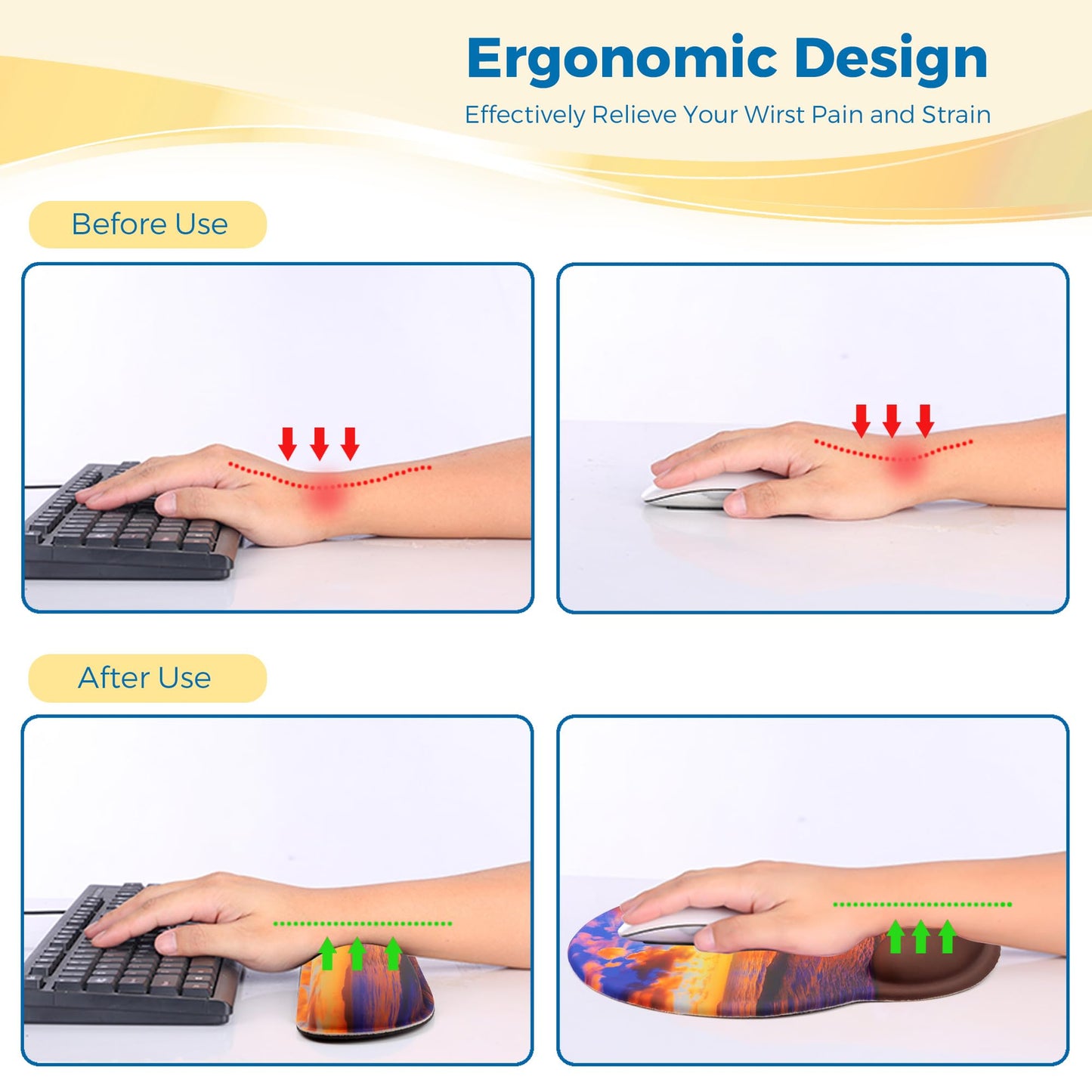 Wiabsi Mouse Pad and Keyboard Wrist Rest Support,Ergonomic Mouse Pad Set