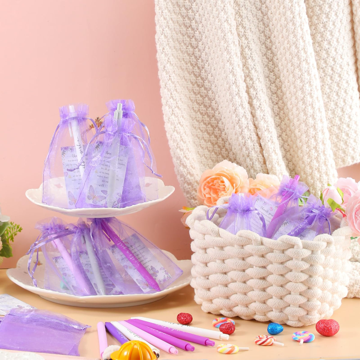 Chuangdi 50 Pack It's a Girl Party Baby Shower Pens Favors for Guests, Purple Gender Reveal Party
