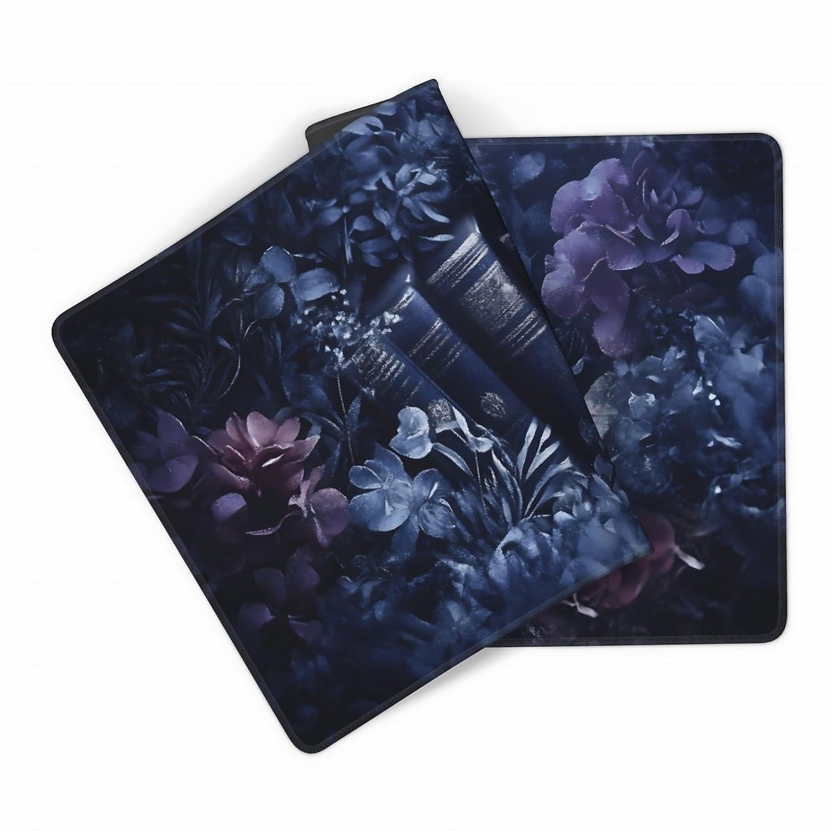 Floral Aesthetic Book Gaming Mouse Pad, Purple Dark Romanticism Desk Mat with Anti-Slip Base &