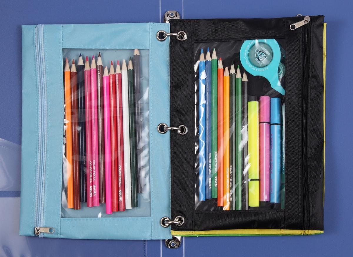 Wodison 24 Packs 3 Ring Binder Pen Pencil Case Pouch Bulk Set Stationery Bag for School Class