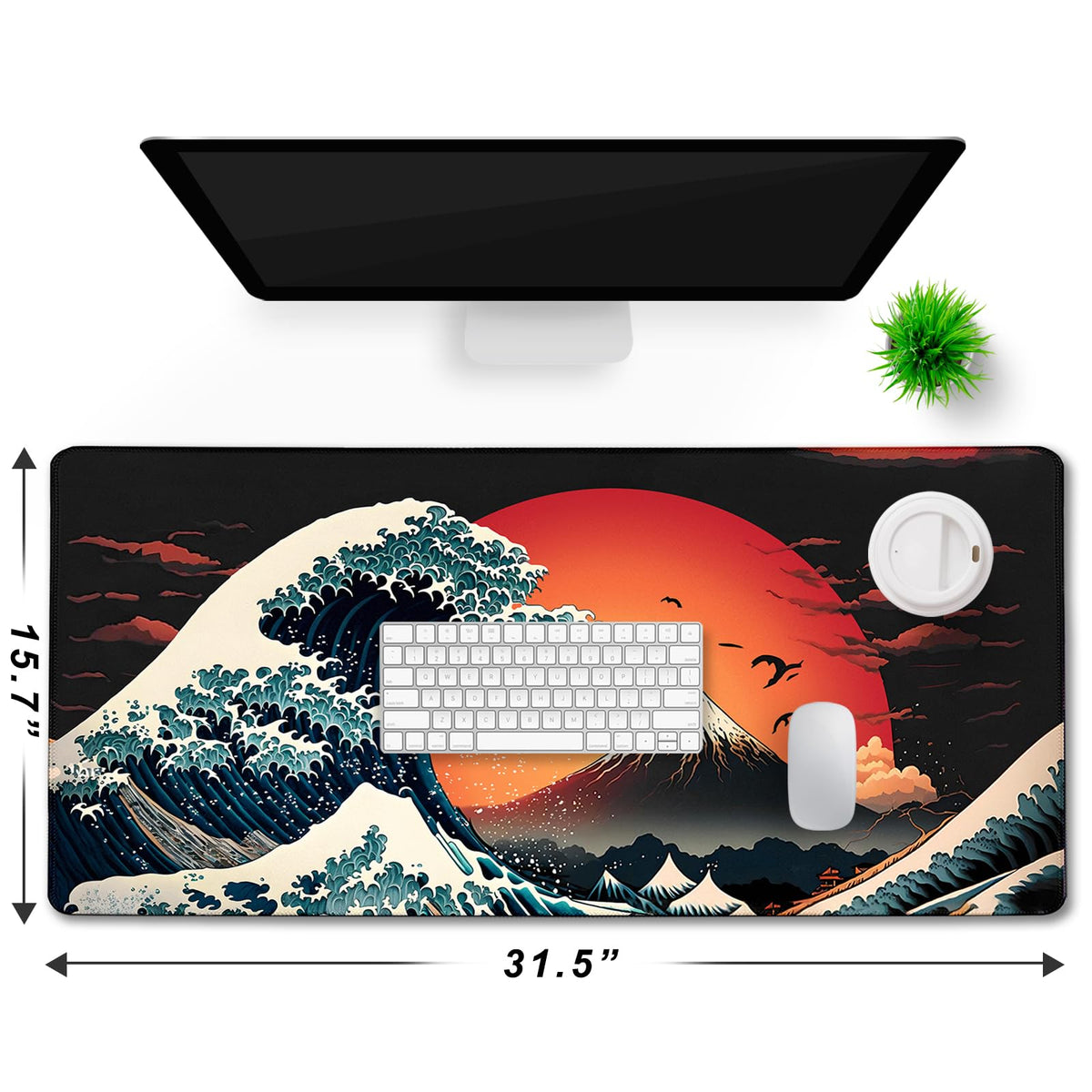 Big Mouse Pad, Upgrade Durable 31.5"x15.7" Larger Extended Mouse Pad for Gamer with Stitched Edges