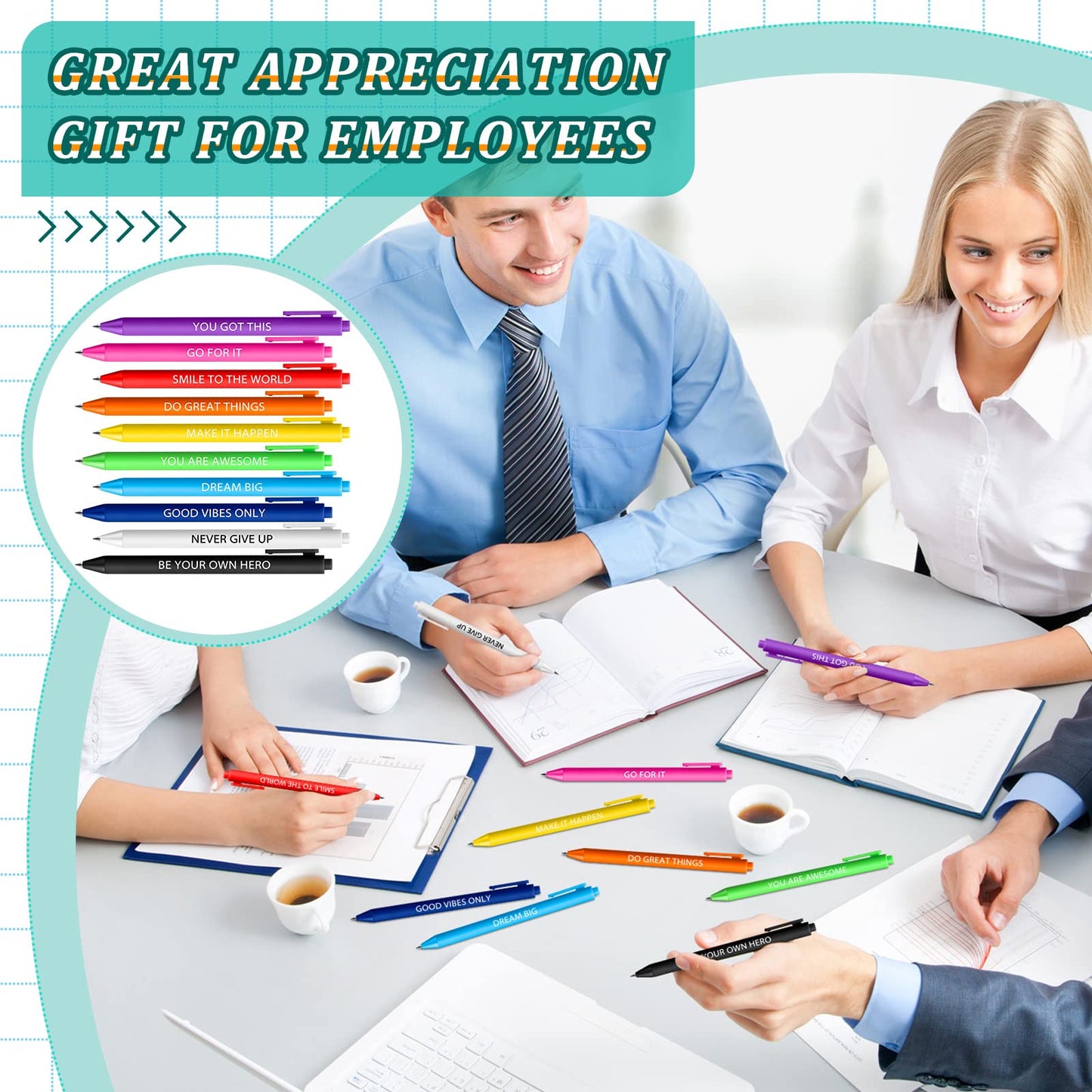 Crtiin 50 Pcs Inspirational Pens Bulk Assorted Color, Motivational