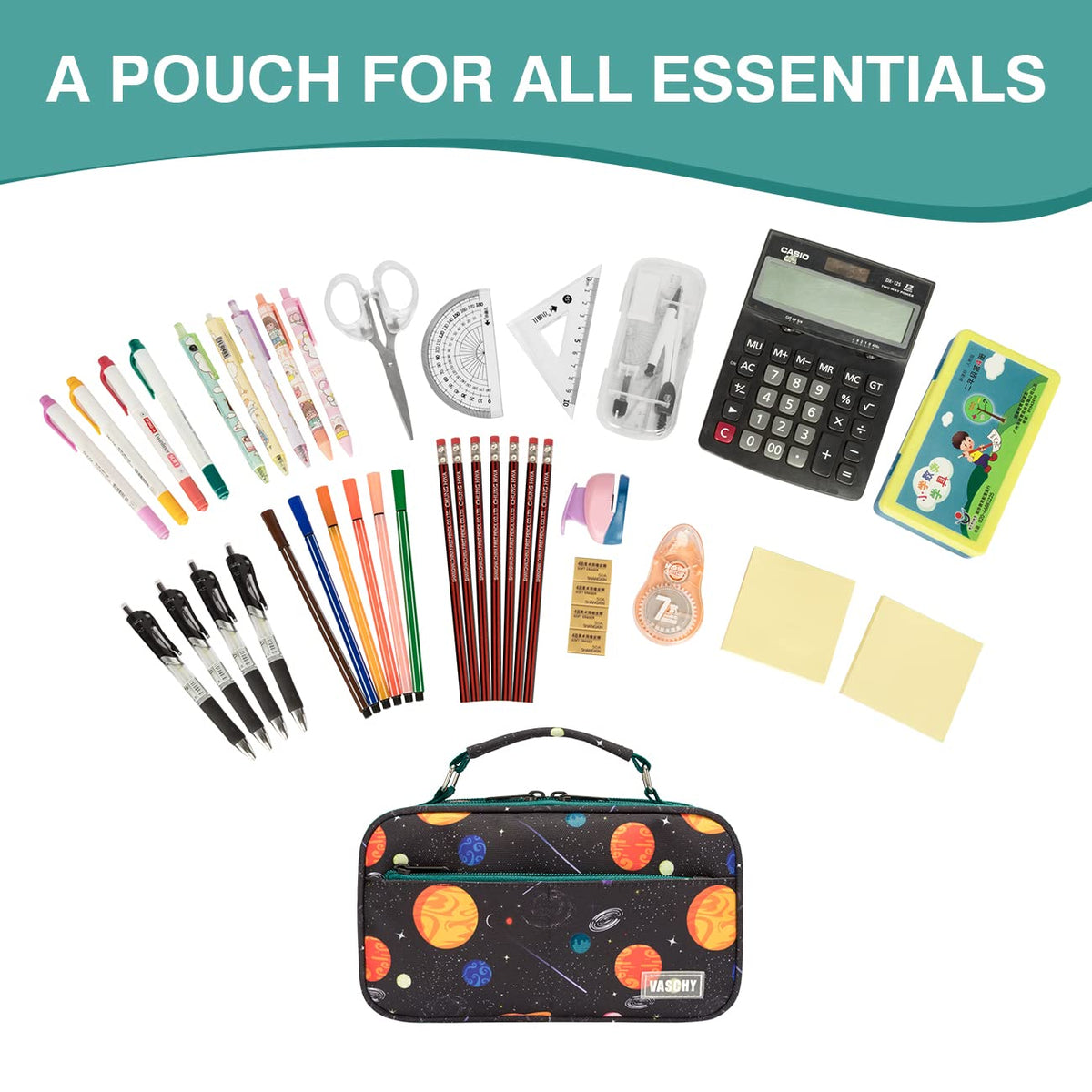 VASCHY Pencil Case for Boys, Aesthetic Kawaii Large Pencil Pouch Stationary Pencil Bag/Box for