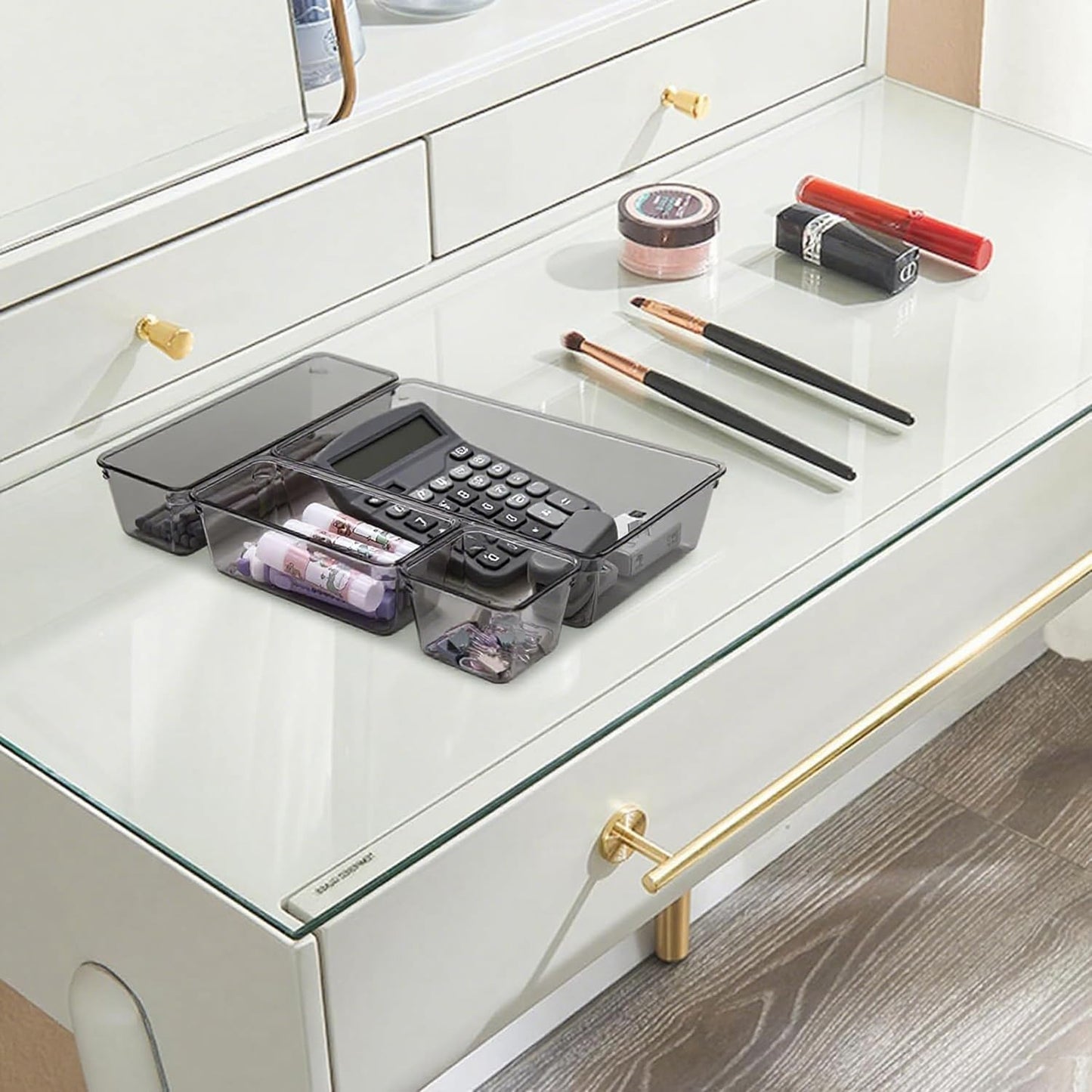 Trotianingyu Kitchen Desk Drawer Organizers Storage for Office, Small Acrylic Vanity Trays Makeup
