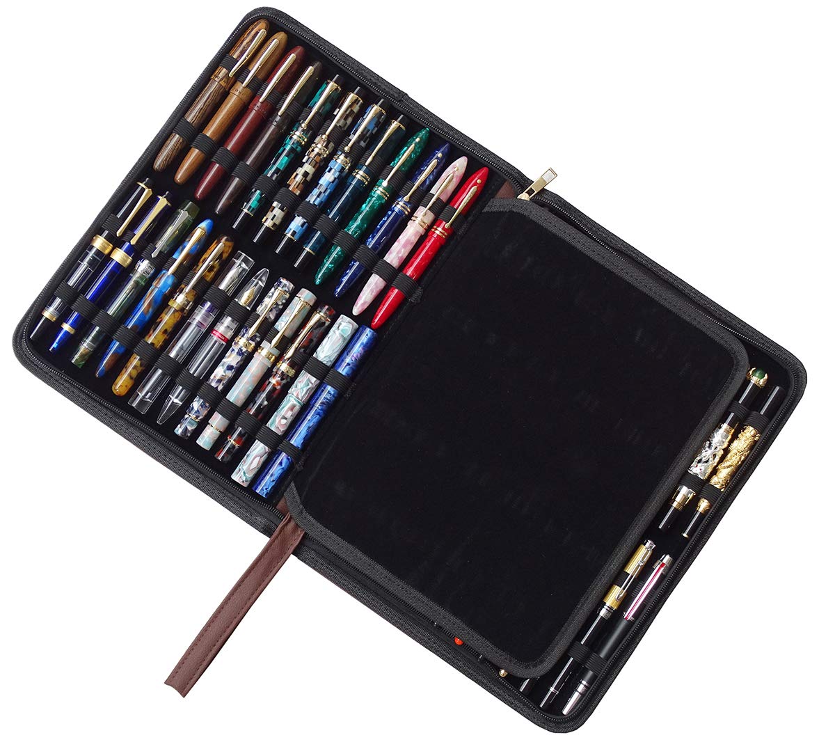 erofa 48 Fountain Pen Case, Rollerball Pen Holder PU Leather Bag Pouch Large Capacity for Your