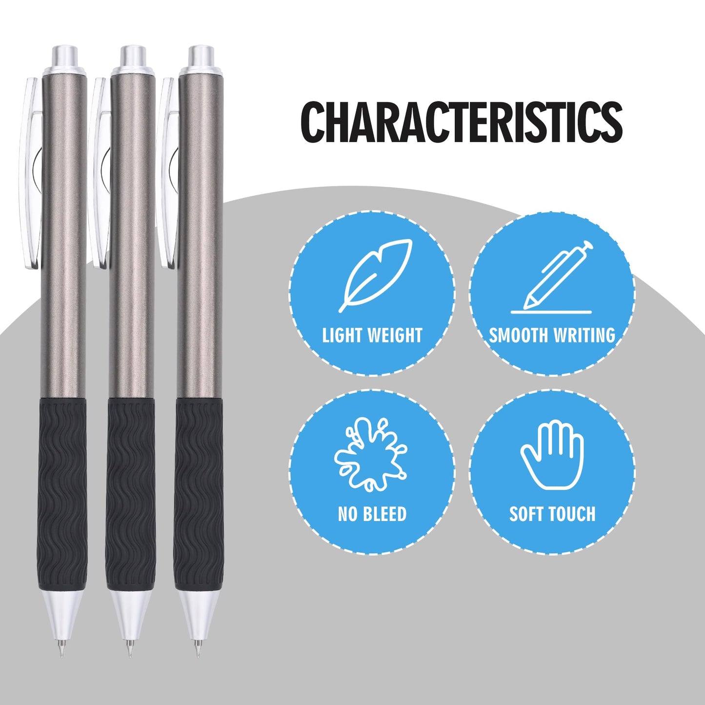 HZDIYAKE Black Gel Pens, 50Pack Bulk Black Gel Pens, 0.5mm Fine Tip, Black Ink, Smudge-Free