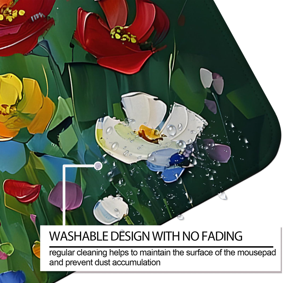 Abstract Green Wildflower Gaming Desk Mat, Computer Keyboard Large Extended Long Floral Mouse Pad