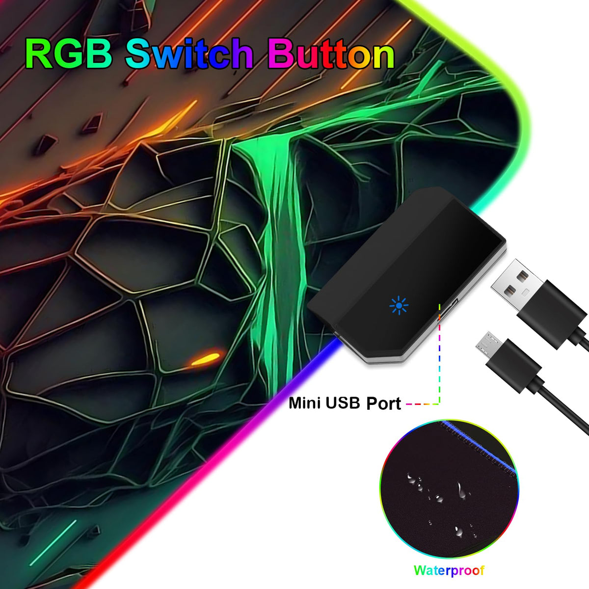 RGB Mouse Pad, Gaming Mousepad with 13 LED Light Modes