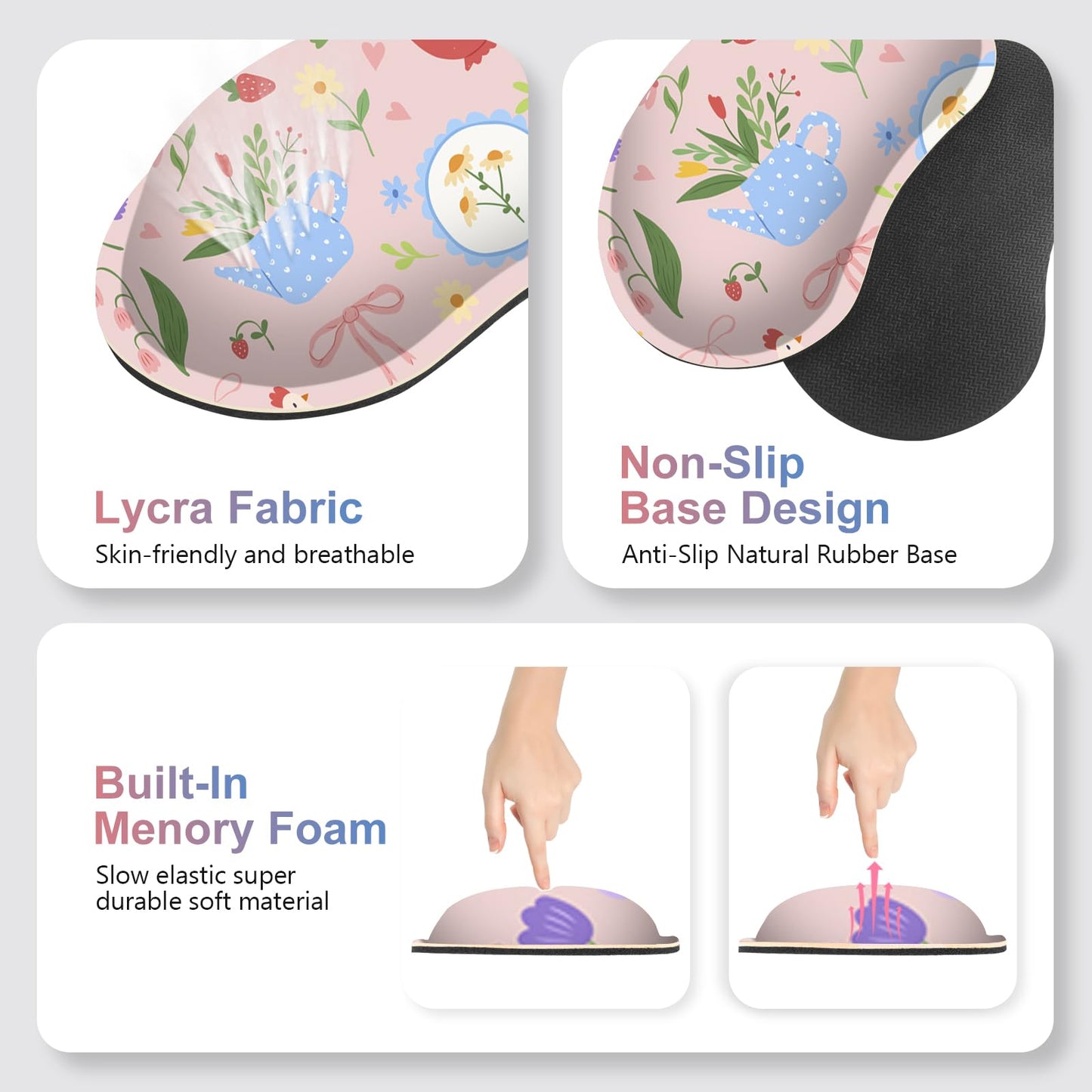 NXZGO Large Gaming Mouse Pad Set, Adorable Style 4 in1 Ergonomics Keyboard Desk Mat with Memory