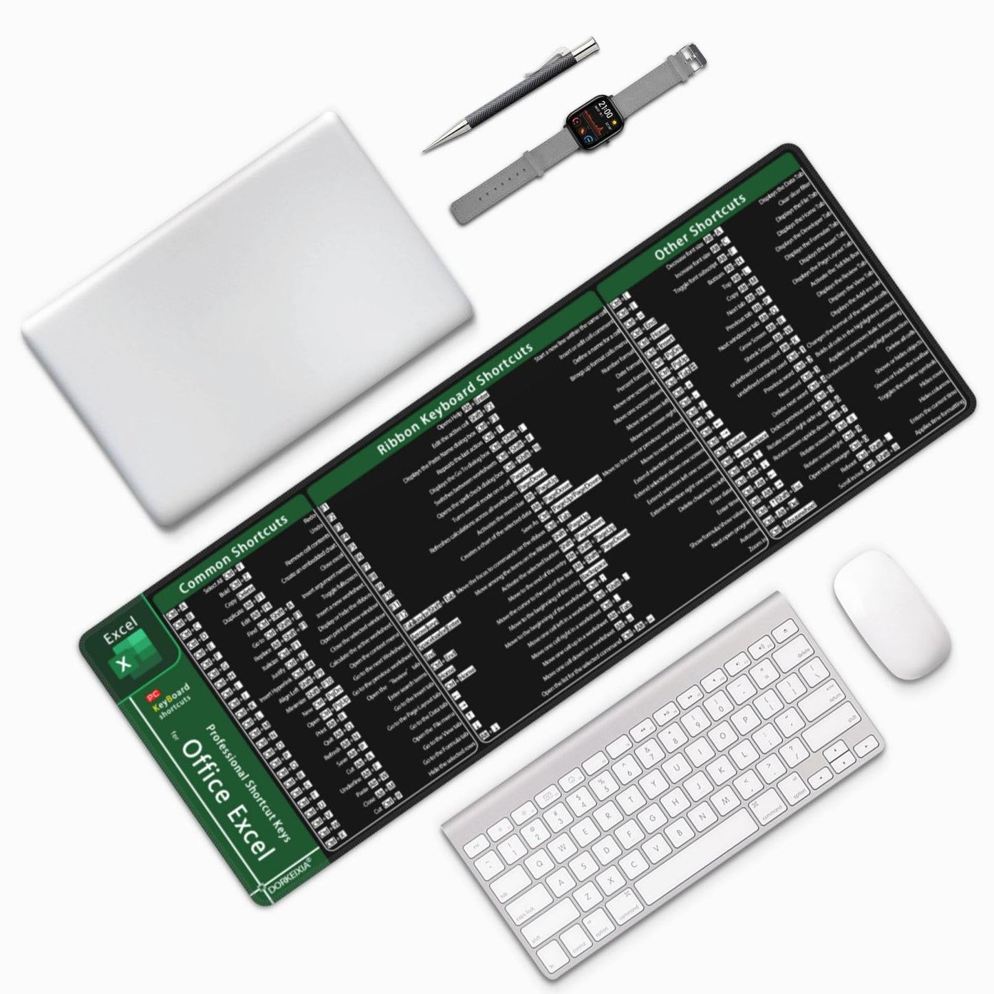 Excel Shortcuts Keys Computer Office Command Short Cut Keys Gaming Mouse Pad 31.5 X 11.8 Inch XL