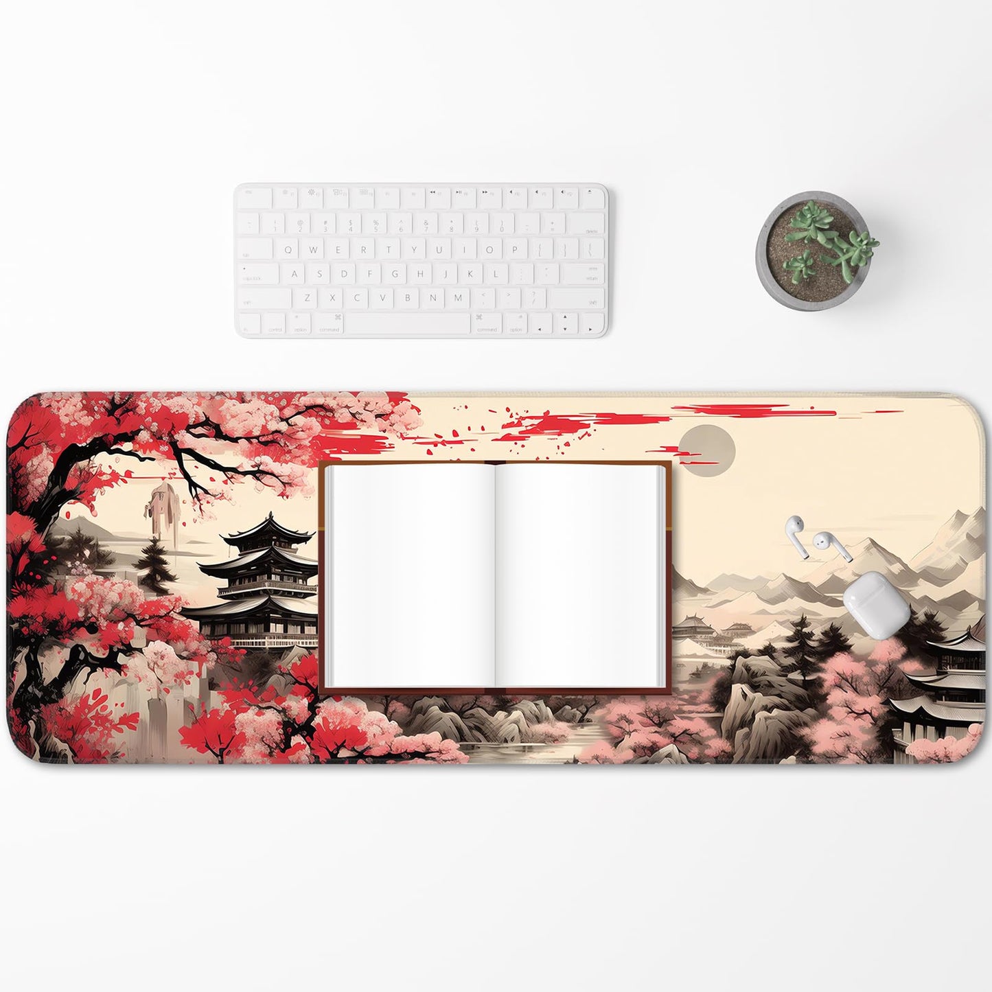 Japanese Sakura Gaming Mouse Pad, Non-Slip Rubber Base, Stitched Edges, for Office, Gaming, Home