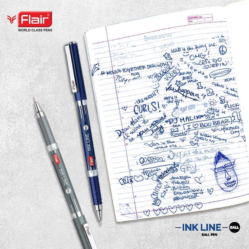 FLAIR Inkline Ball Pen Box Pack | Lightweight & Attractive Body Colors | Comfortable Handling