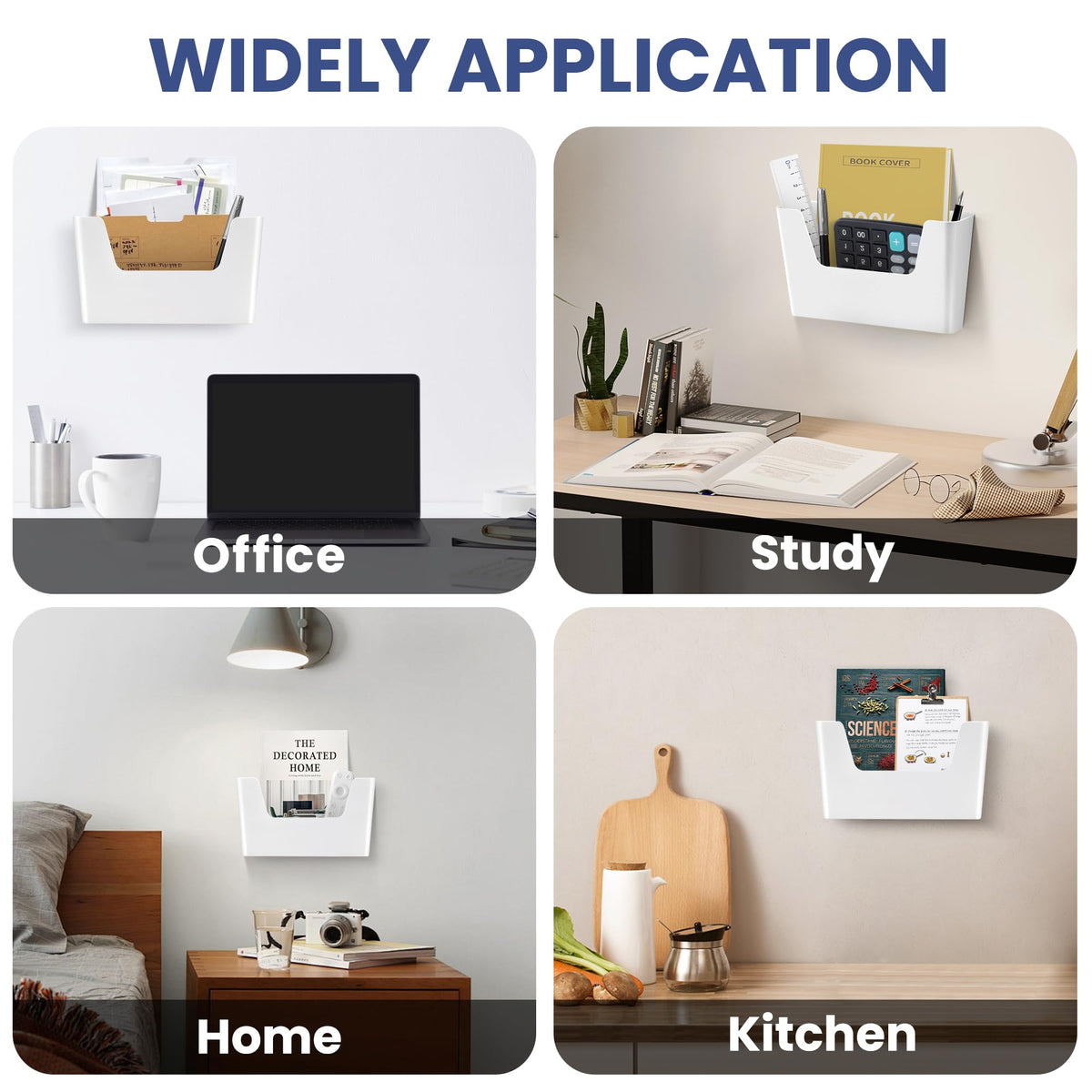 JOMOLA No Drilling File Holder 5 Pack Mail Organizer Wall Mount File Organizer Holder Office Wall