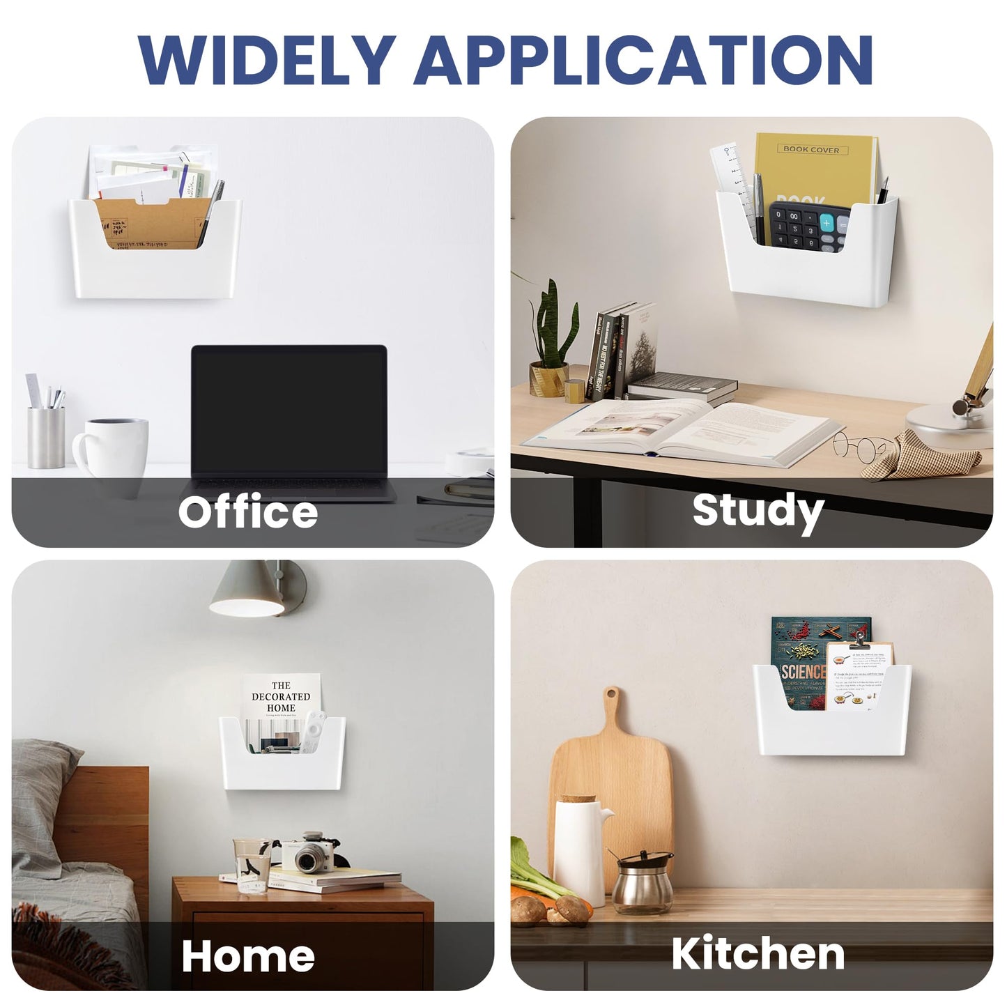 JOMOLA No Drilling File Holder 2 Pack Mail Organizer Wall Mount File Organizer Holder Office Wall