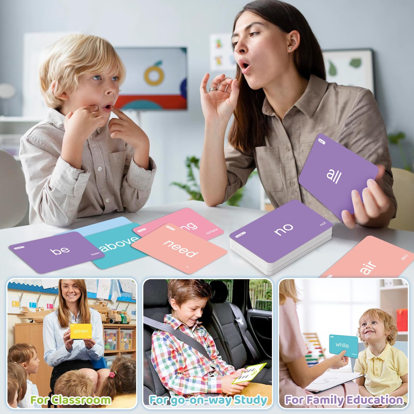 712 Sight Words/Phonics Flash Cards, Dolch & Fry High Frequency Site Words