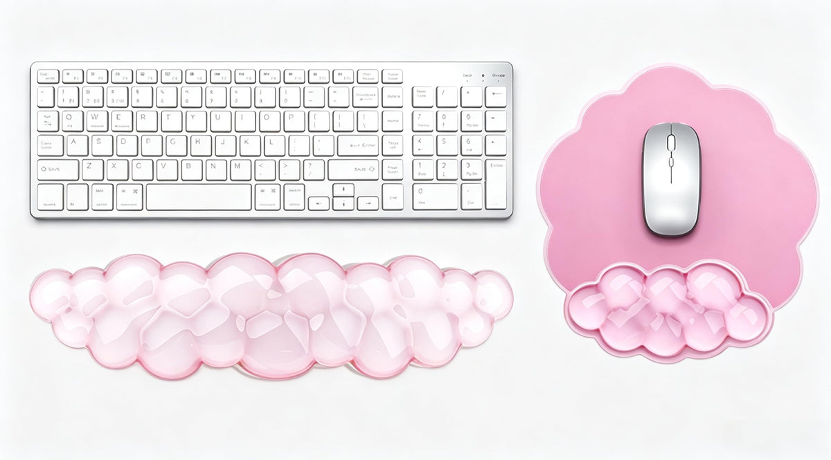 Aszqvd Mouse Pad with Wrist Rest, Soft Cloud Gel Keyboard Mouse Pad Set with Hand Wrist Support