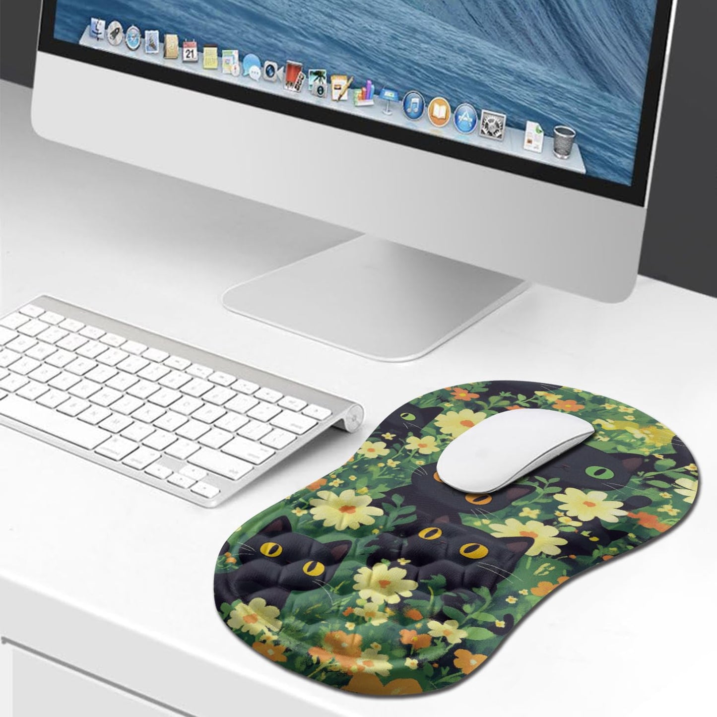 Hokafenle Ergonomic Mouse Pad Wrist Support, Wrist Rest Mousepad for Carpal Tunnel Pain Relief with
