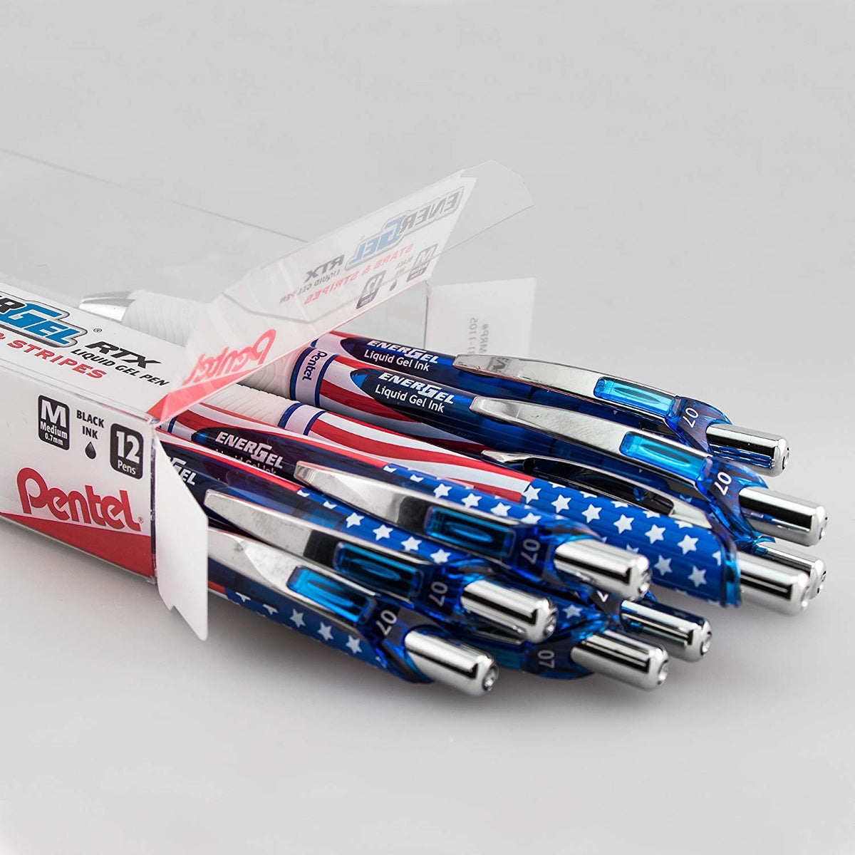 Pentel EnerGel RTX Retractable Liquid Gel Pen (12 Pack, Black/USA Barrel)