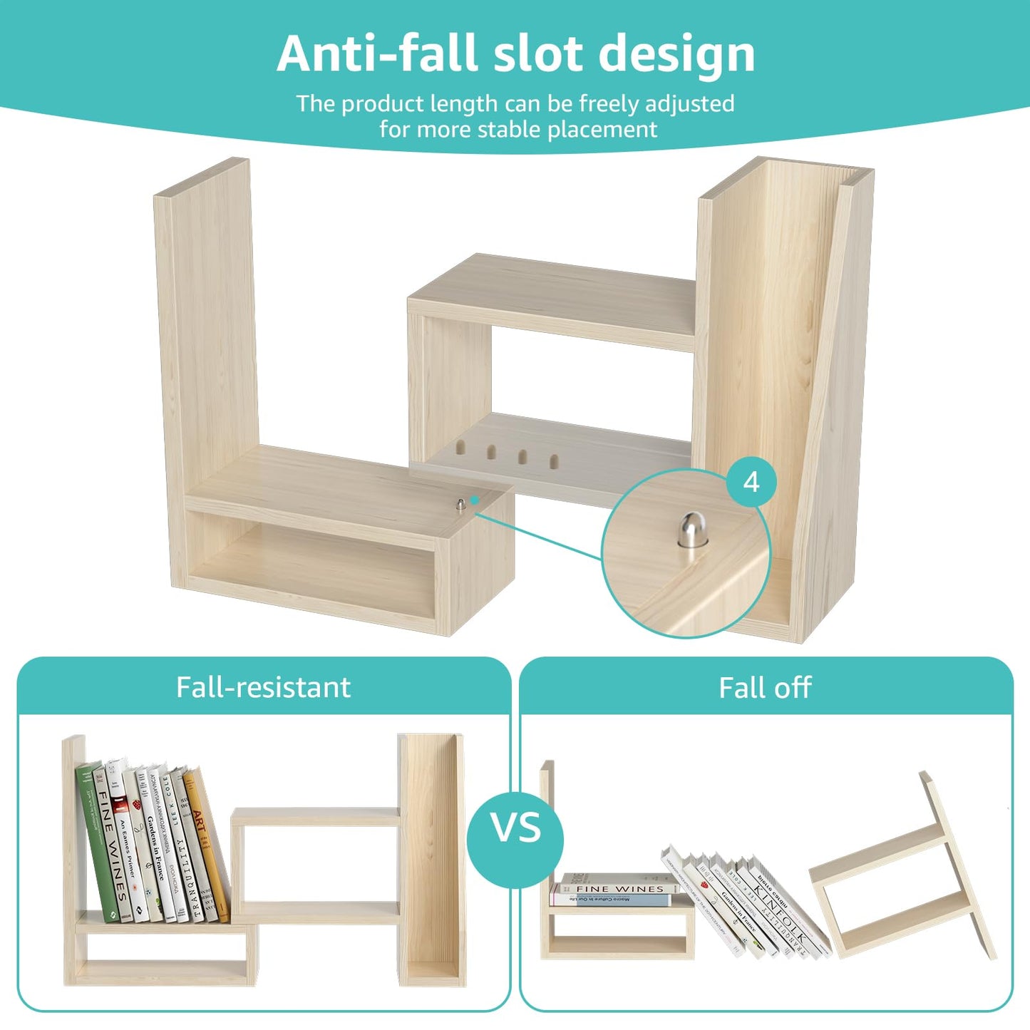 Desktop File Organizer Desk Organizer Shelf - Wooden Office Organization Shelves for Top of Desk