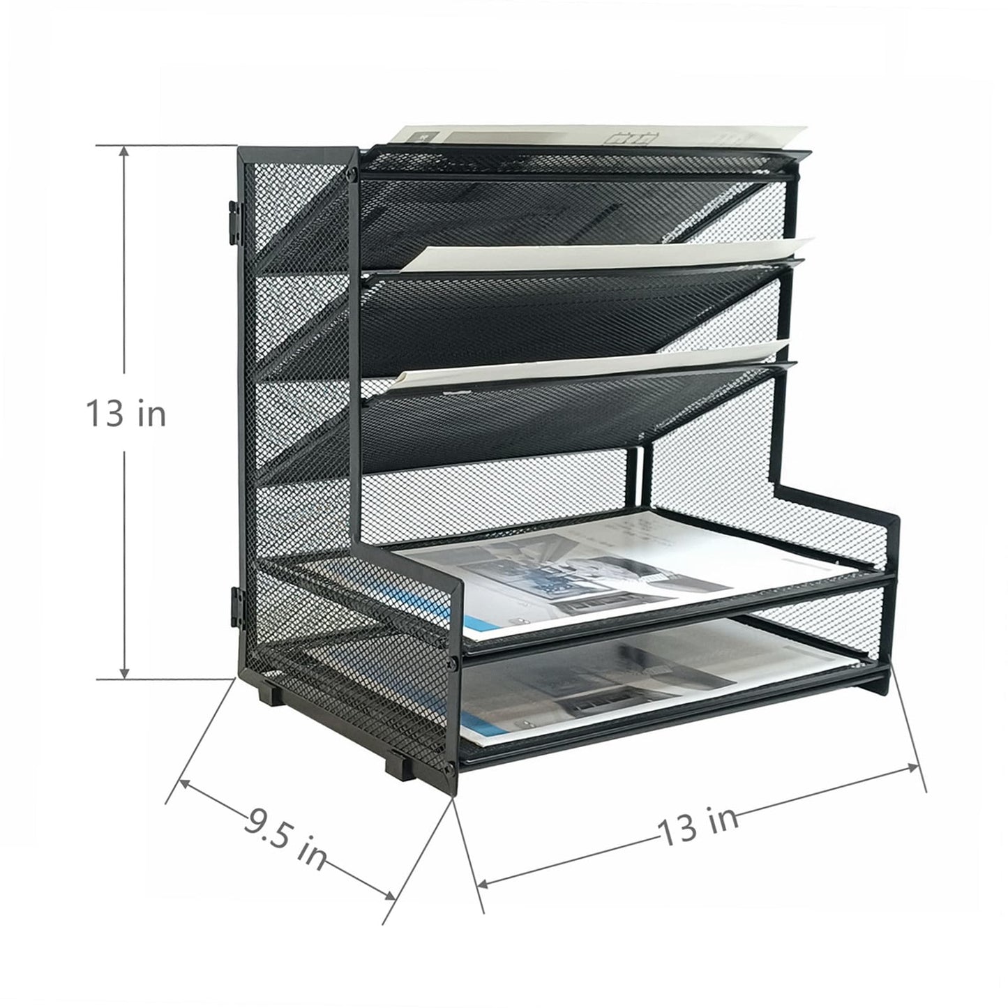 SETTFRFE 5-Tier Metal Desk File Organizer, File Tray Rack