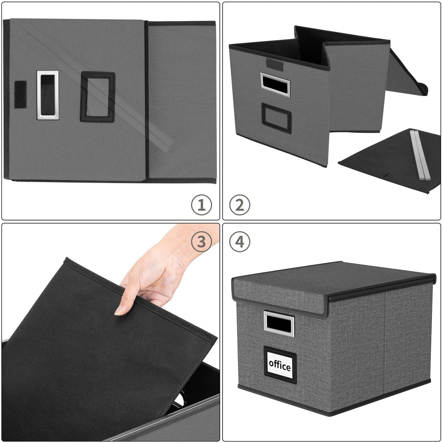 Huolewa File Organizer Box with Lids, Collapsible File Folder Organizer