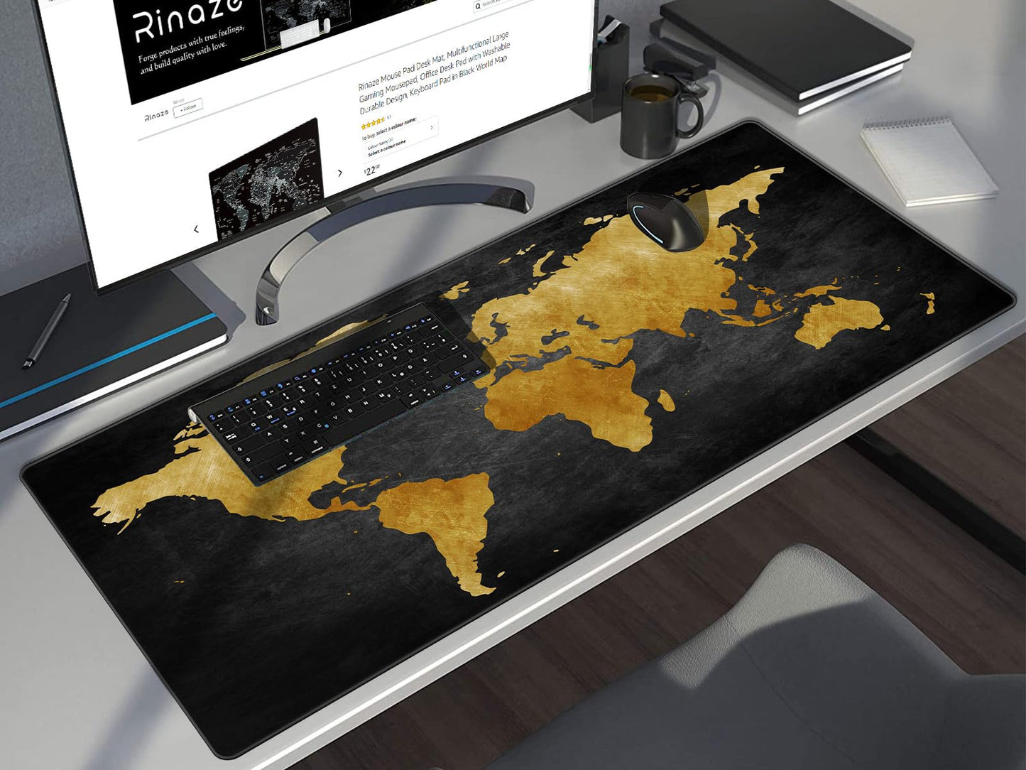 Rinaze Mouse Pad Desk Mat, Multifunctional Large Gaming Mousepad, Office Desk Pad with Washable