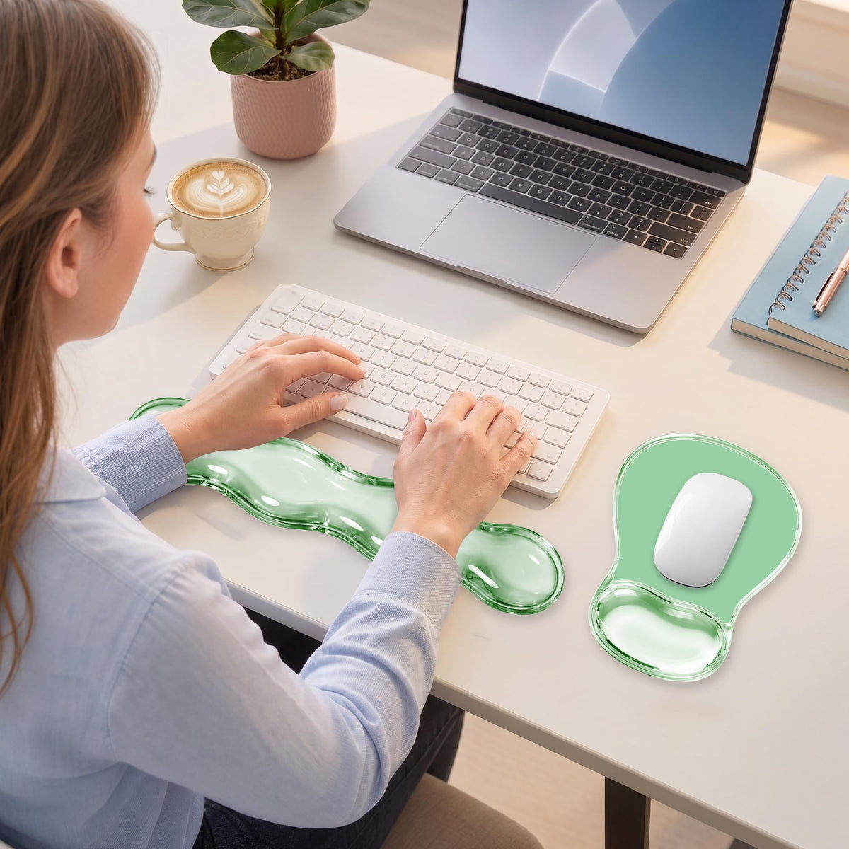 Keyboard Wrist Rest & Ergonomic Mouse Pad with Wrist Rest Set, Cute Transparent Gel Wrist Rest for