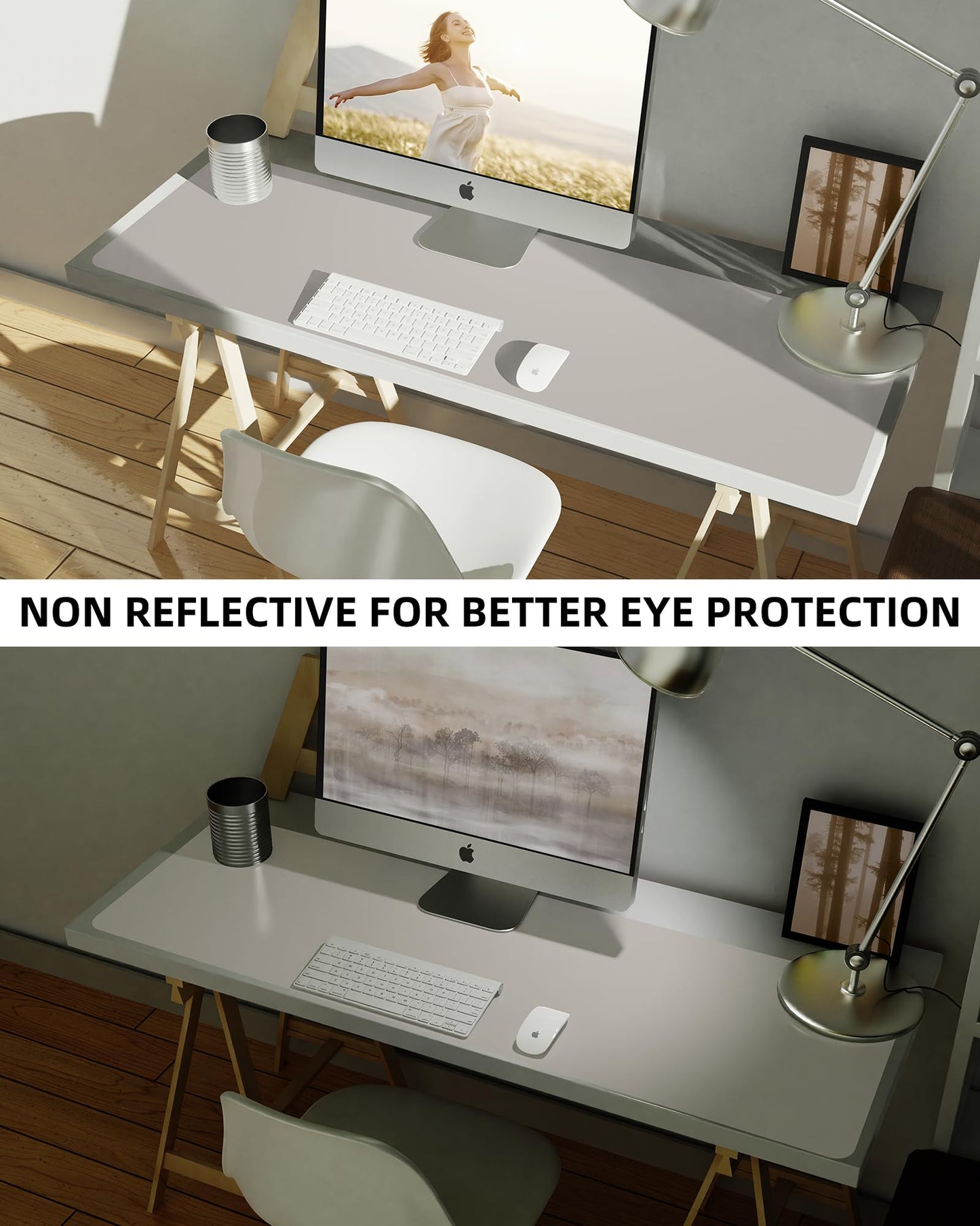 AFIING Leather Desk Pad Protector,55" x 17" Office Desk Mat, Large Mouse Pad, Non-Slip PU Leather