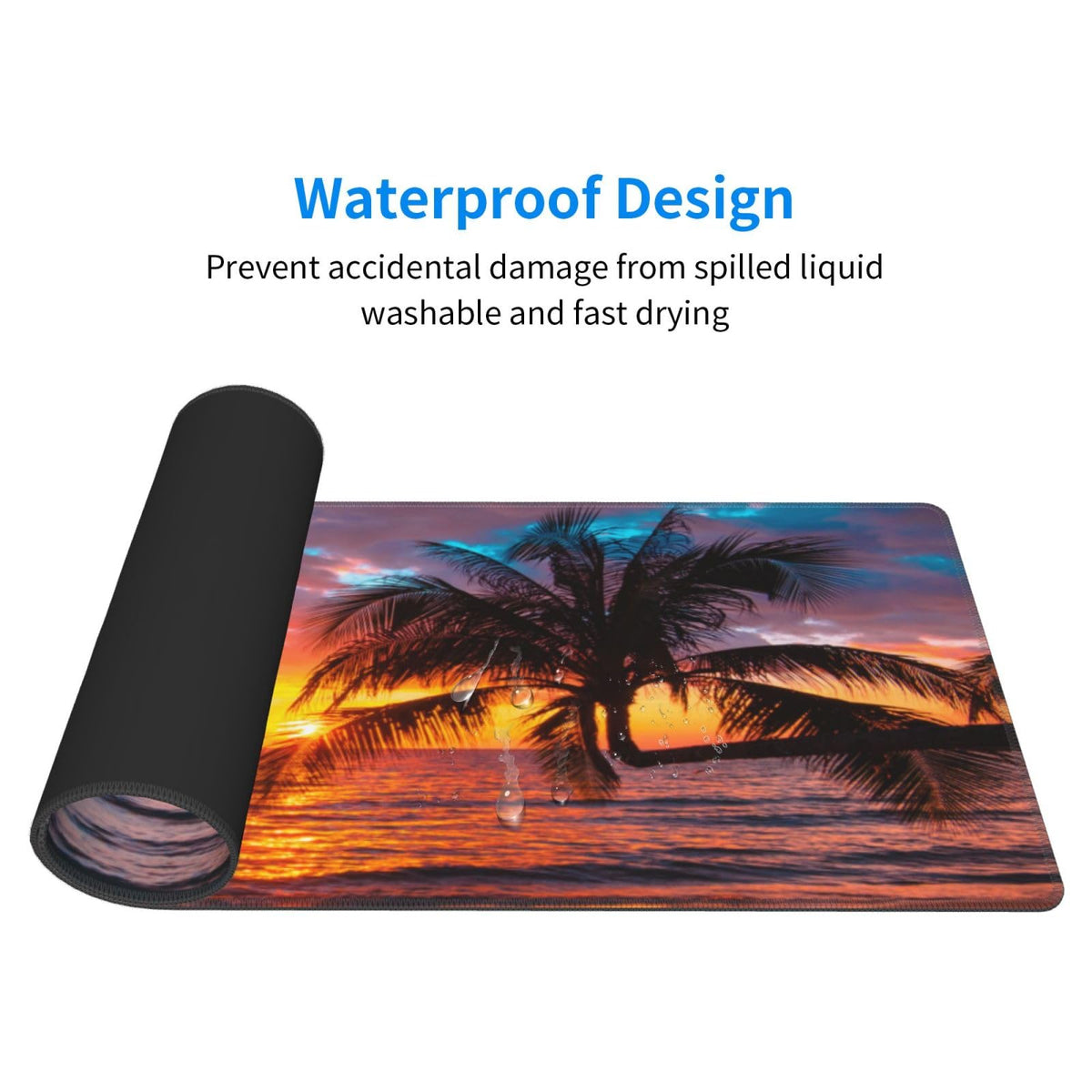 Beach Palm Tree Hawaii Tropical Summer Seaside Large Mouse Pad, Extended Big Keyboard Mouse Mat