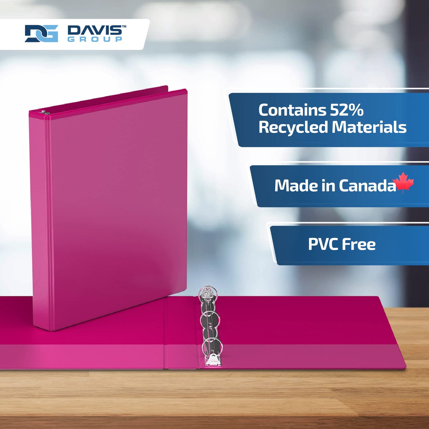 Easyview 3-Ring Binder, Clear-View Cover, 1" Round Rings, Pink, 6 Pack