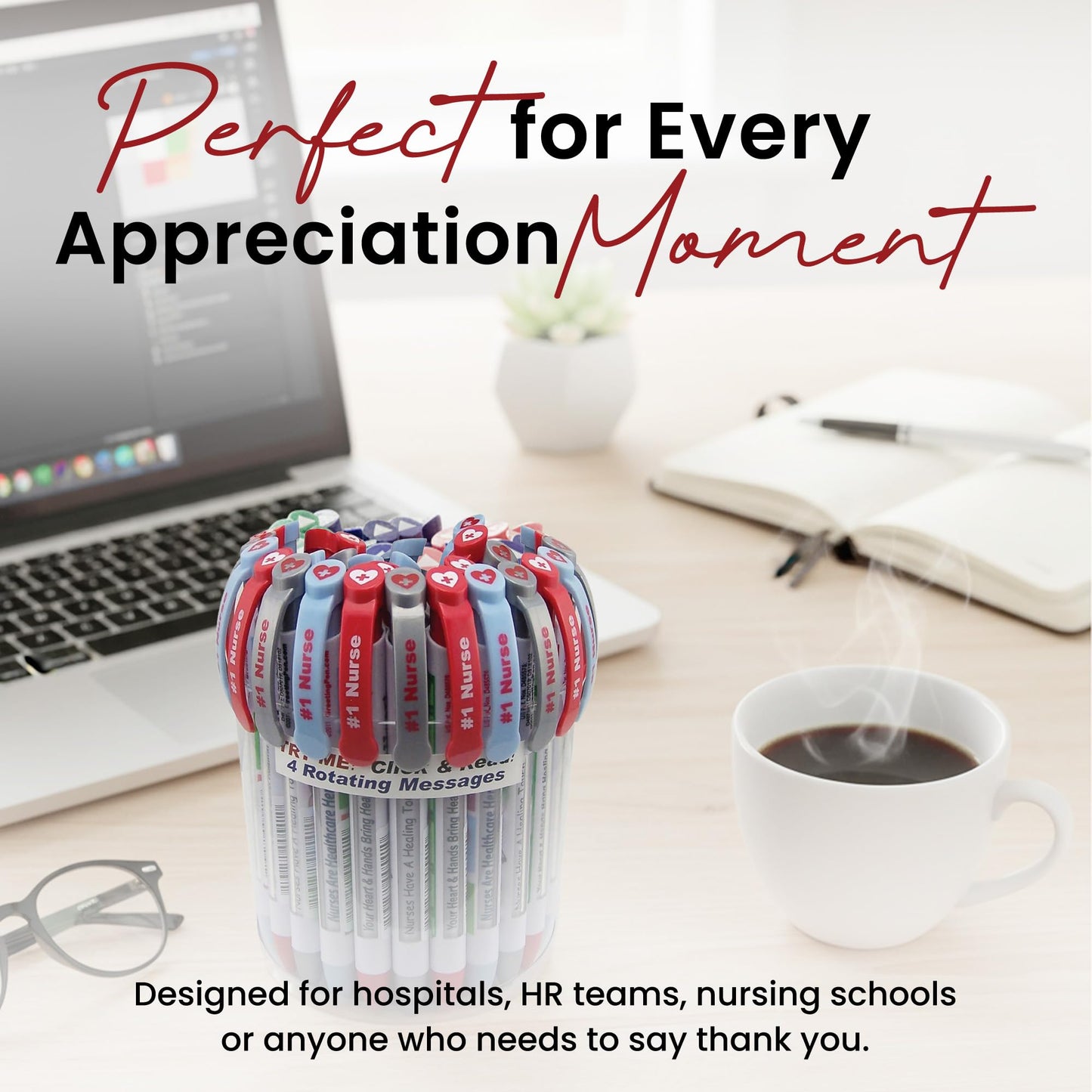 Greeting Pen – Nurse Appreciation Pen Set with Uplifting Rotating Messages – Cute, Bulk Presents