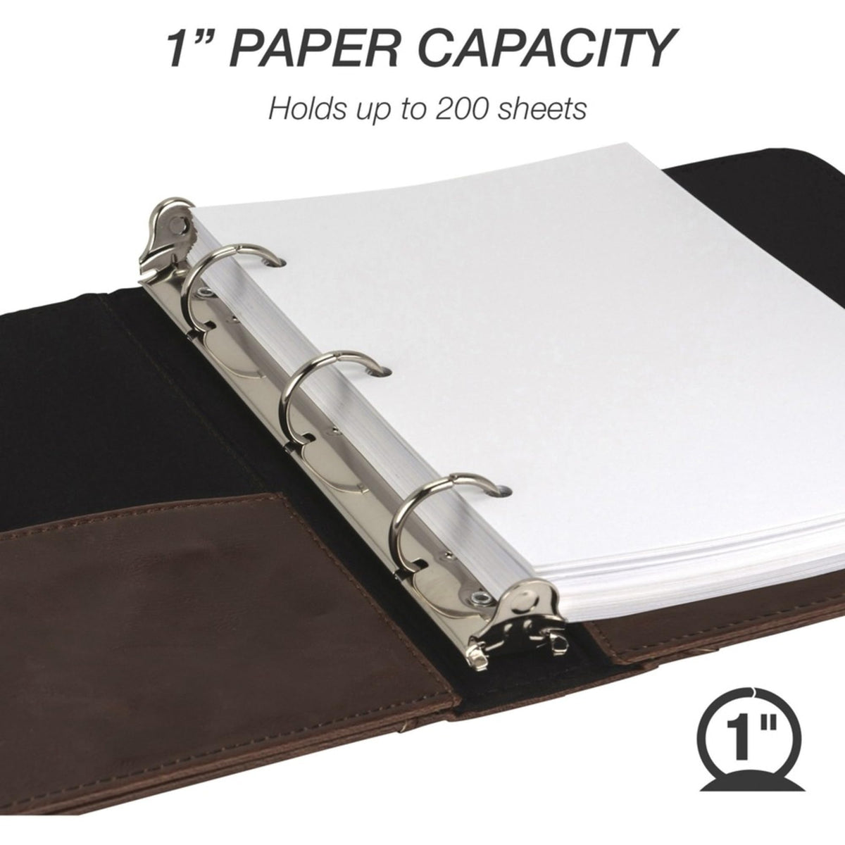 Samsill Vintage Leather Mini 3 Ring Binder 1 Inch Round Ring (Holds 200 Sheets), 5.5 x 8.5 Inch