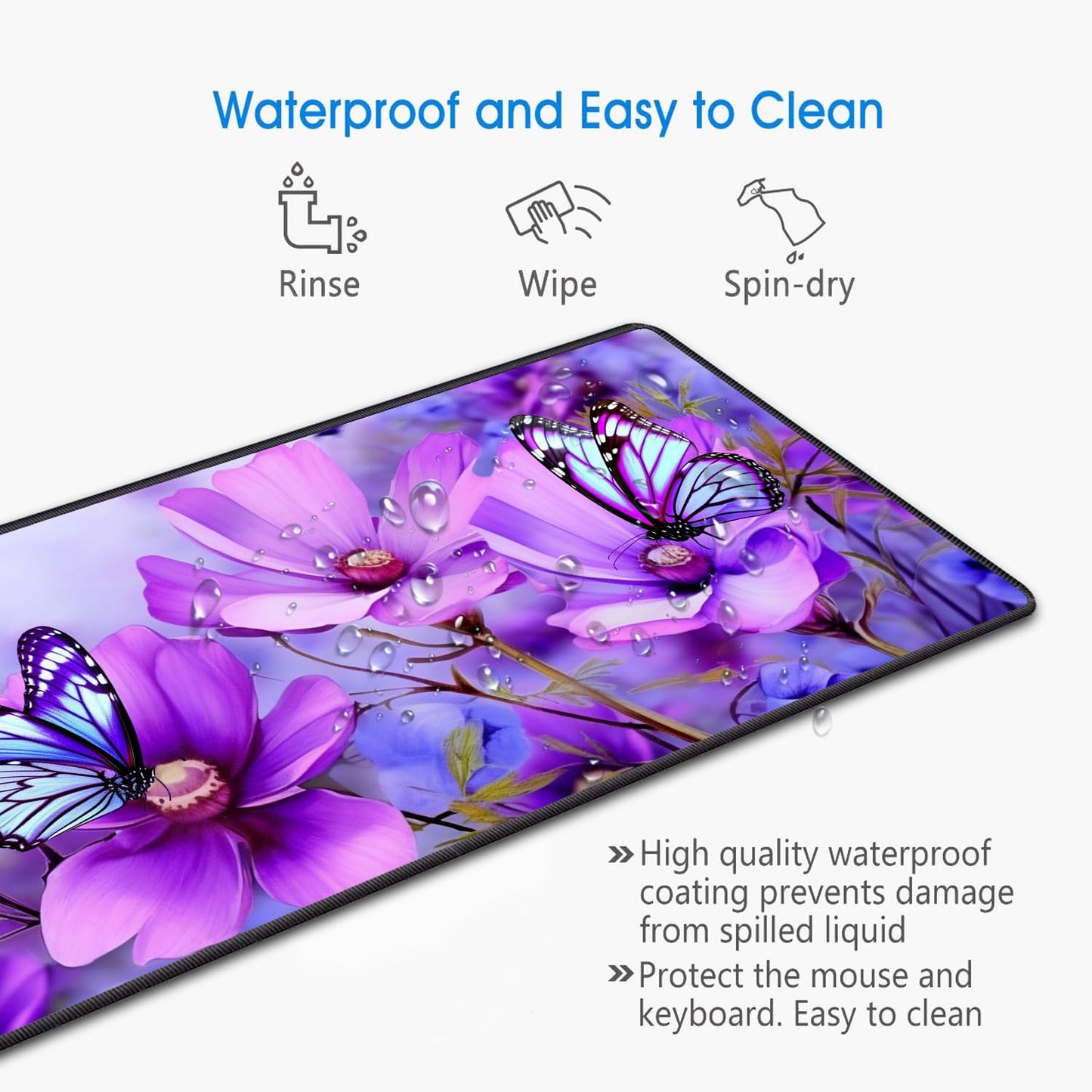 Desk Pad Mat Gaming Mouse Pads with Coasters,Stitched Edges Design Mouse Pad XXL Large Mouse Pad