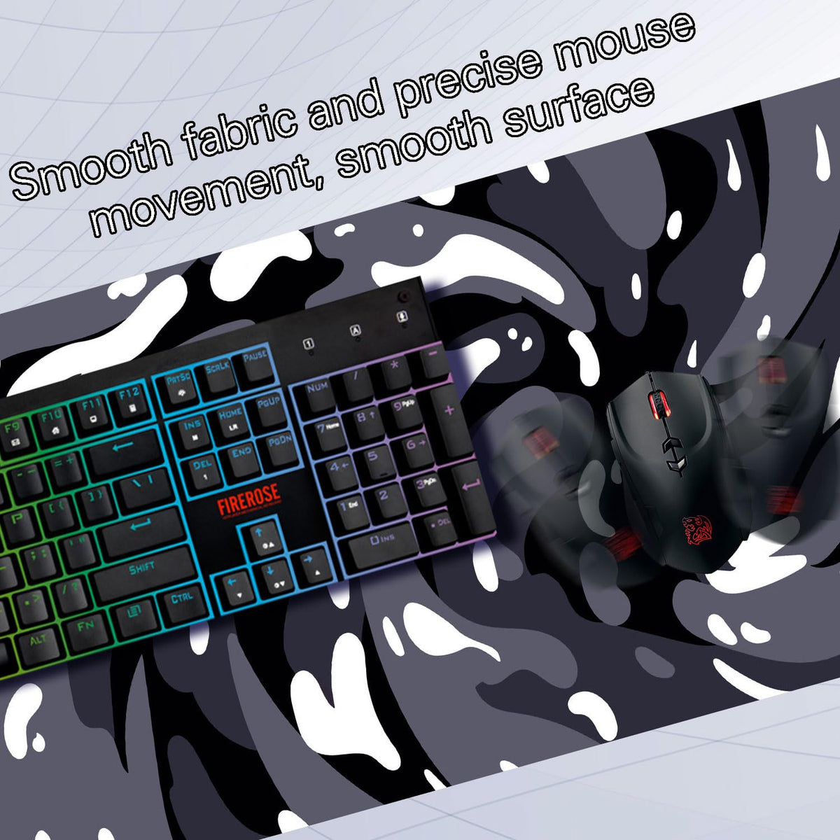 Fluid Pattern XXL Mouse Pad, Thick Waterproof Desk Mat with Stitched Edge