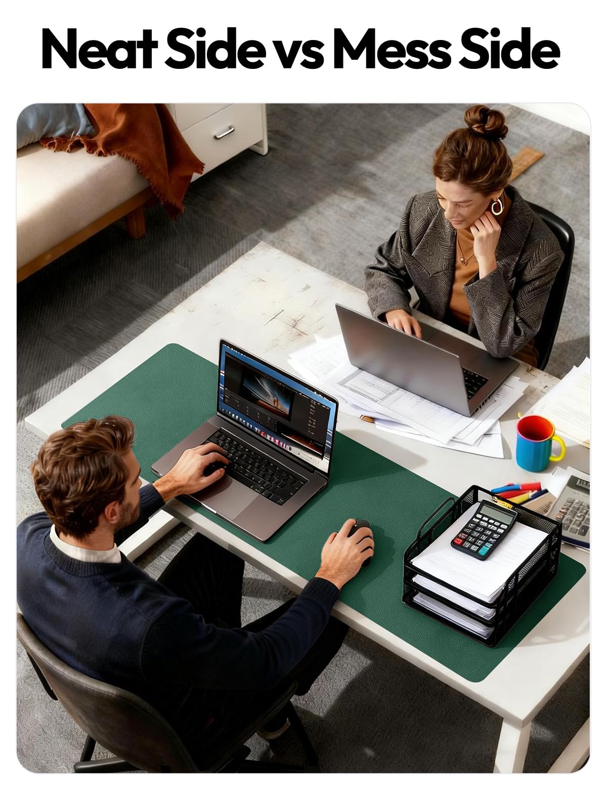 YSAGi Leather Desk Pad Protector, Office Desk Mat, Large Mouse Pad, Non-Slip PU Leather Desk