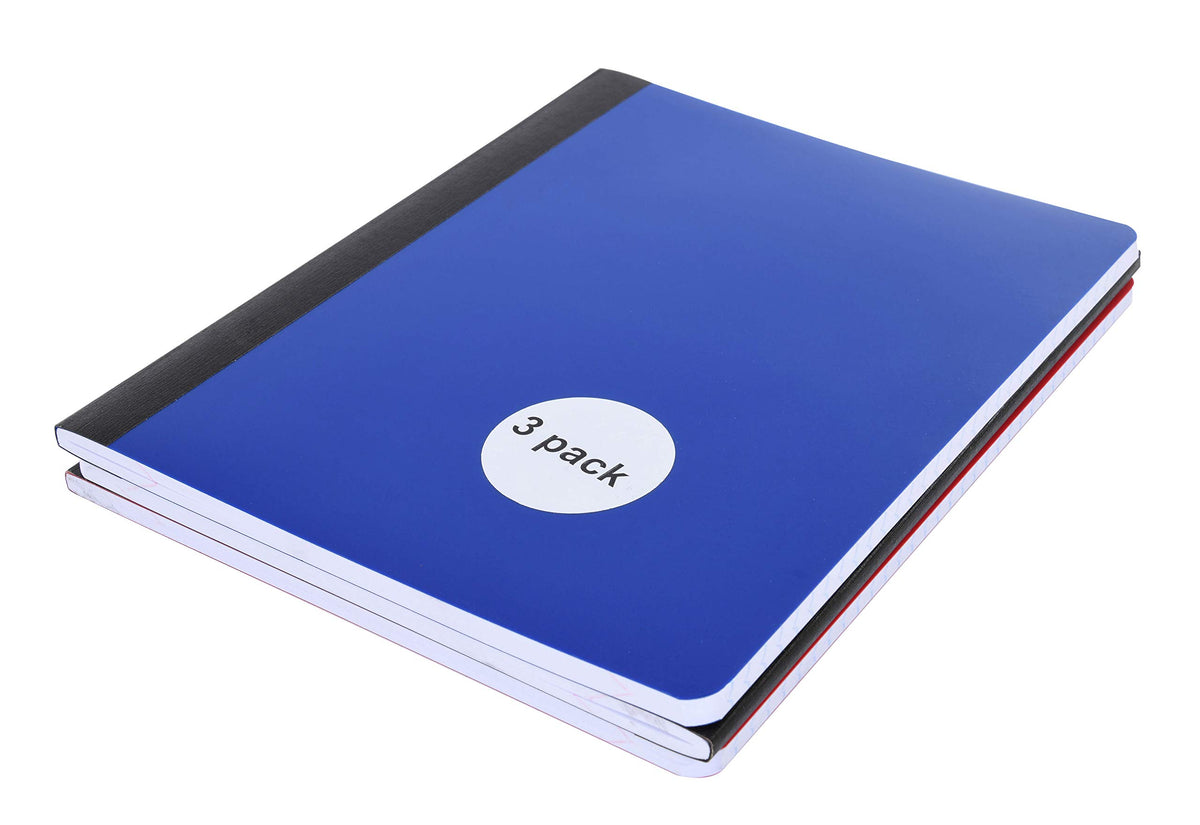 Mintra Office Poly Composition Book (3 Pack, Black Blue Red)