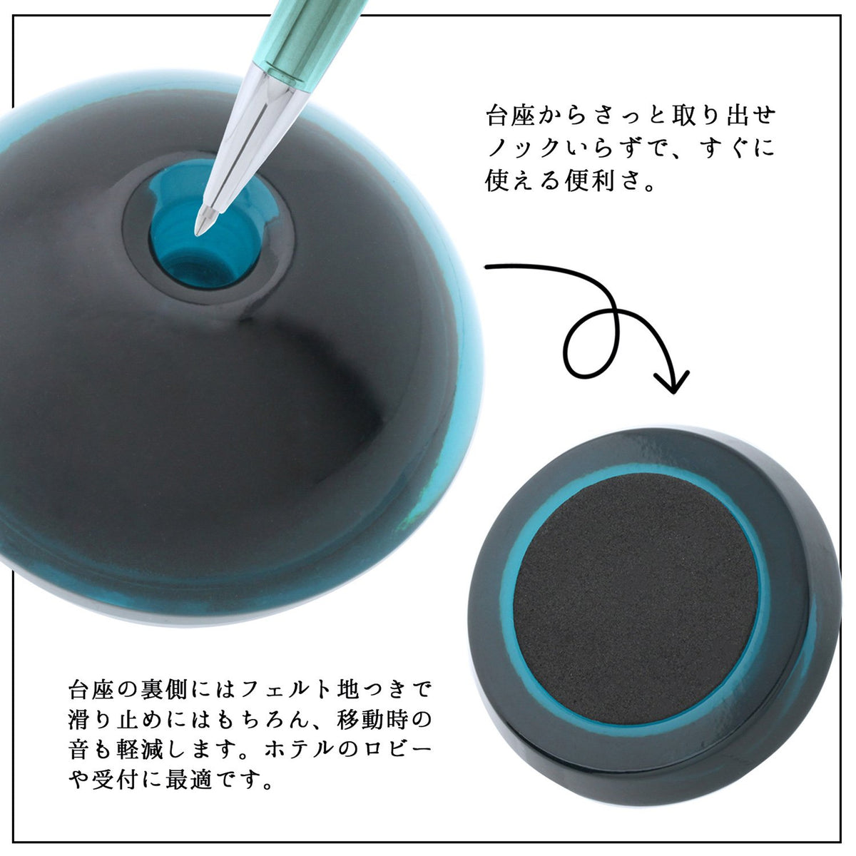 Zebra Flos Desk Ballpoint Pen, 0.7 mm, Black Ink, Glass Blue (BA65-GBL)
