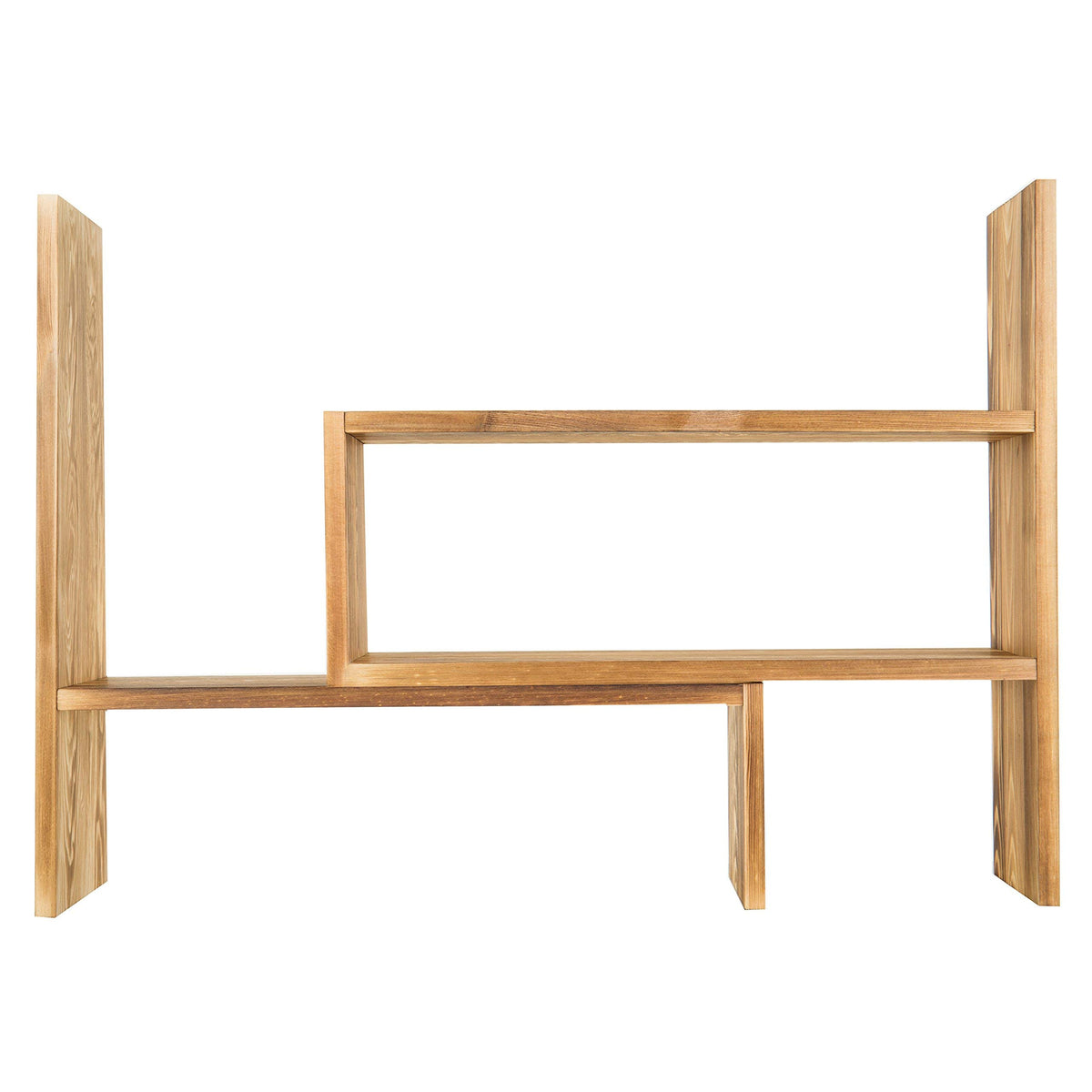 MyGift Adjustable Dark Brown Solid Wood Desktop Storage Organizer Display Shelf Book Rack, Home