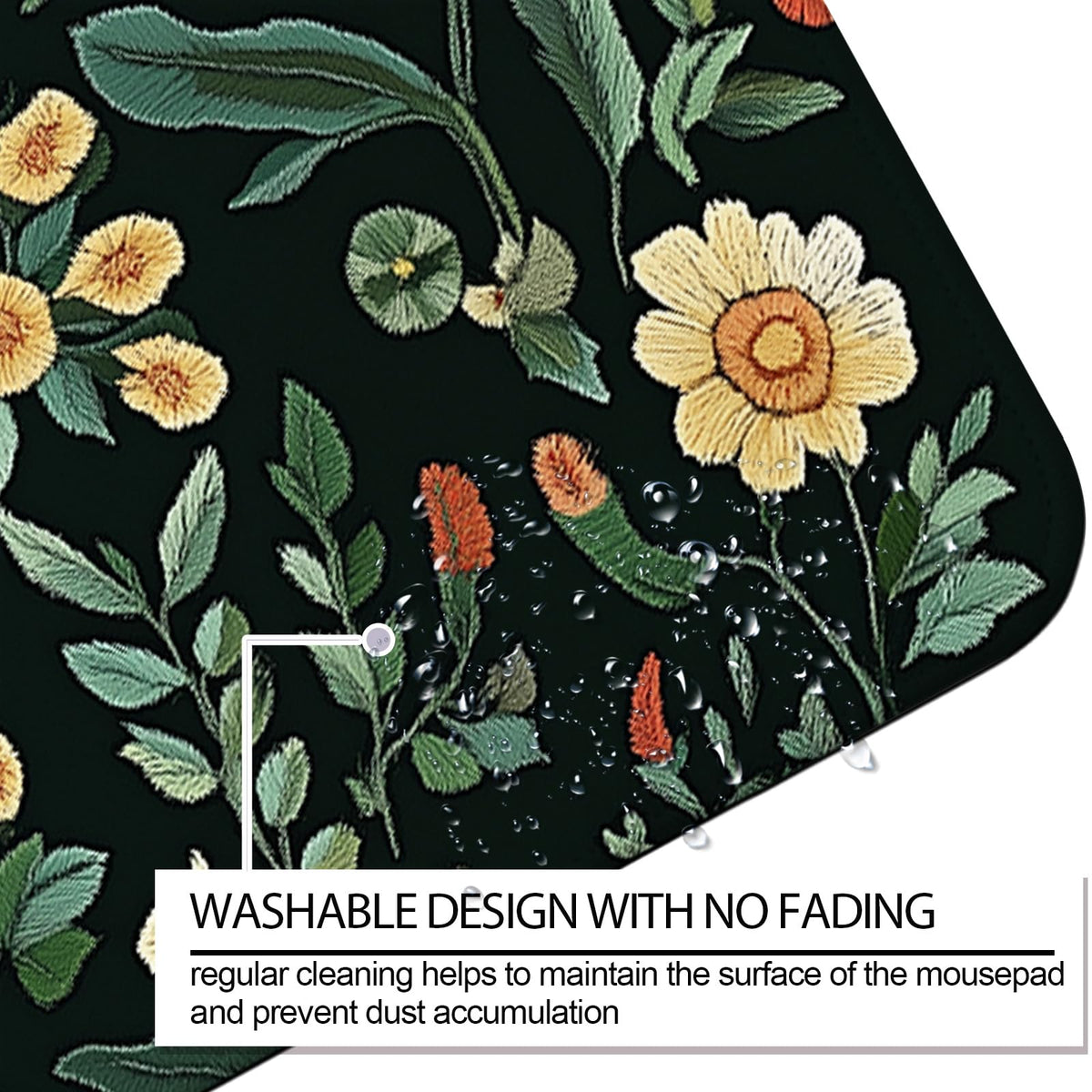 Floral Gaming Desk Mat, Computer Keyboard Large Extended Long Flower Plants Mouse Pad for Office