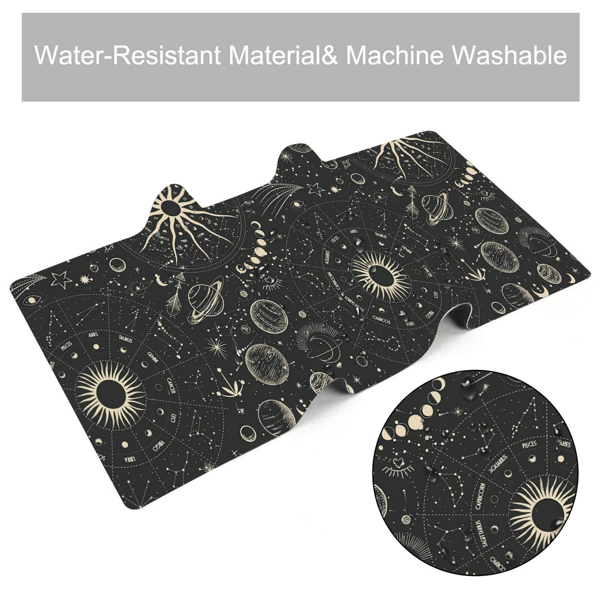Vintage Moon Phases Extended Gaming Mouse Pad Large Desk Mat with Non-Slip Rubber Base and Stitched