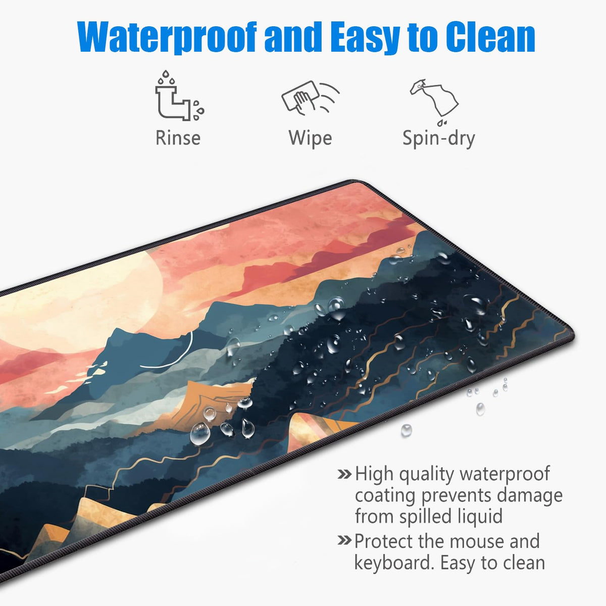 Desk Pad Mat Gaming Mouse Pads with Coasters, 31.5"x 11.8" XXL Large Big Computer Keyboard Mouse